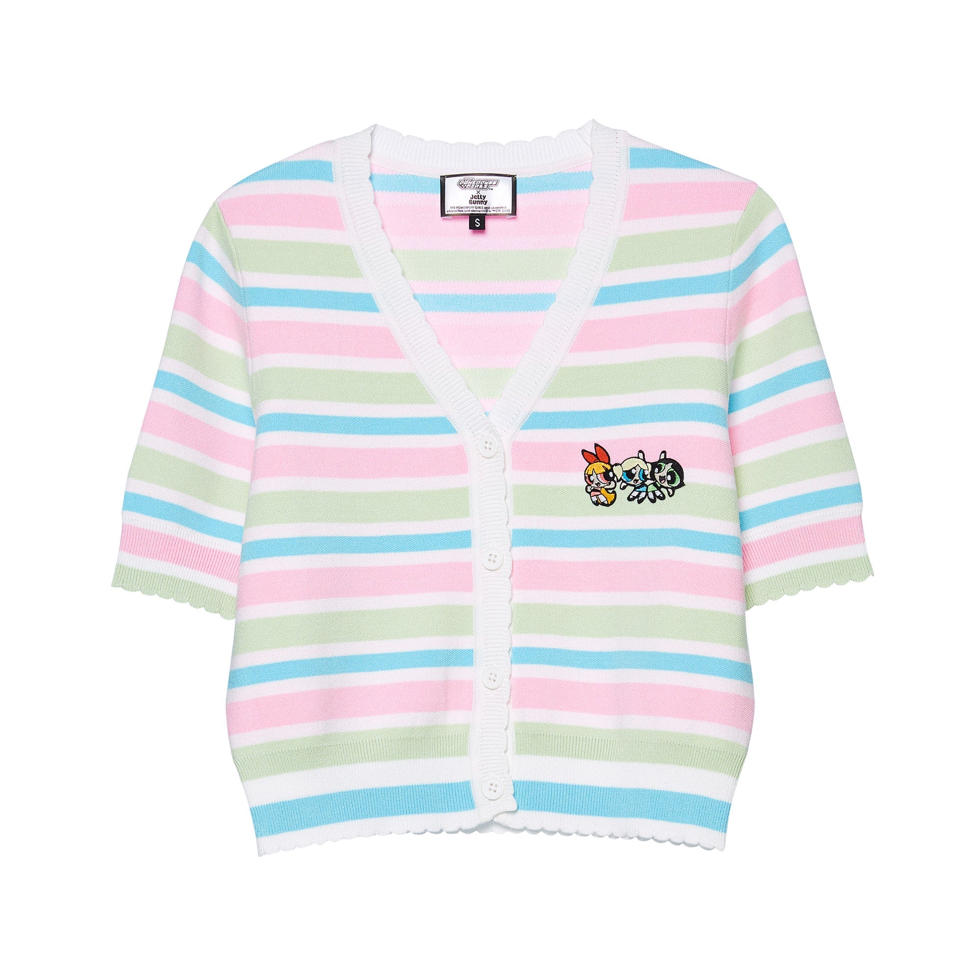 Powerpuff Girl Button Up Knitted Top Multi Color