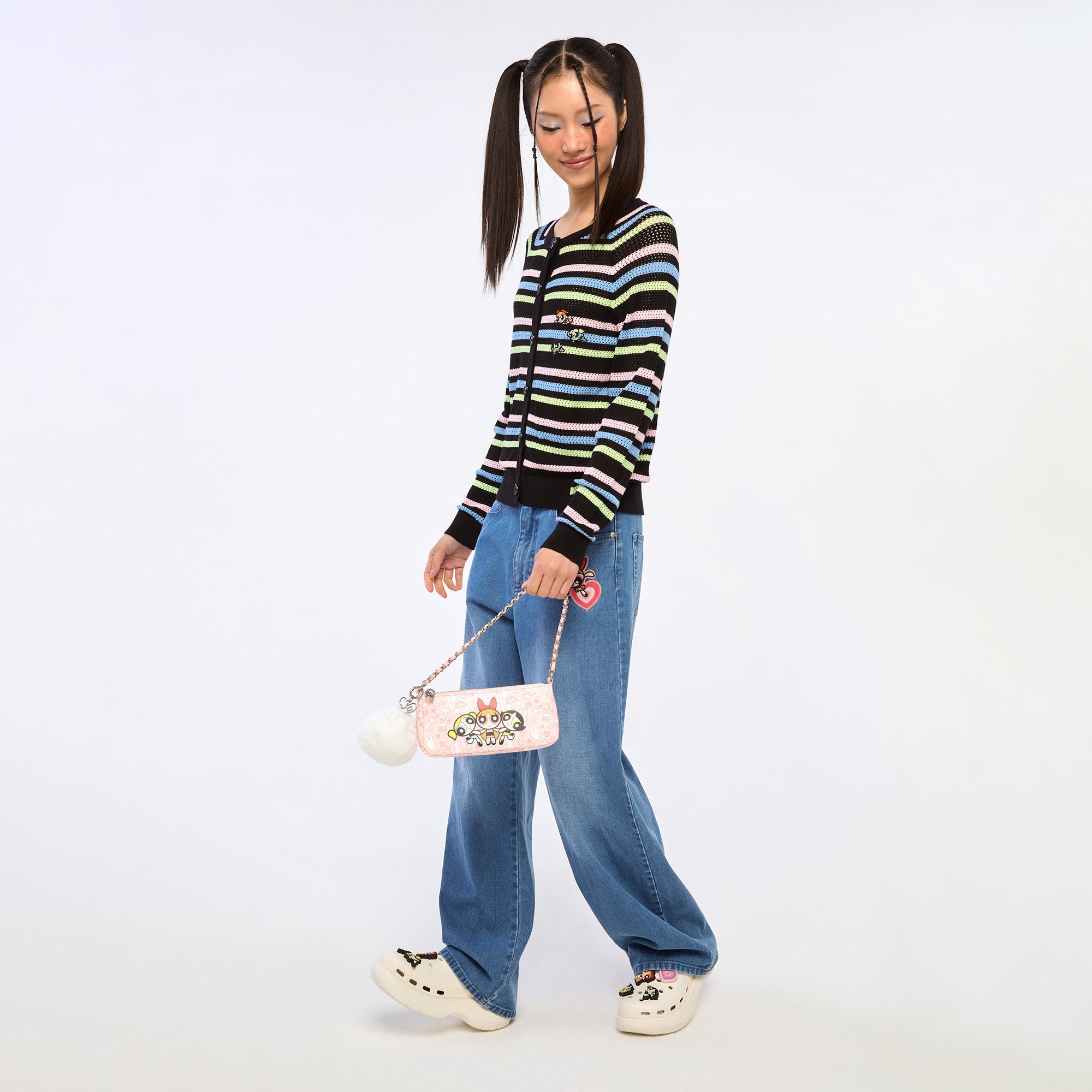 Powerpuff Girl Stripe Knitted Cardigan Multi Color