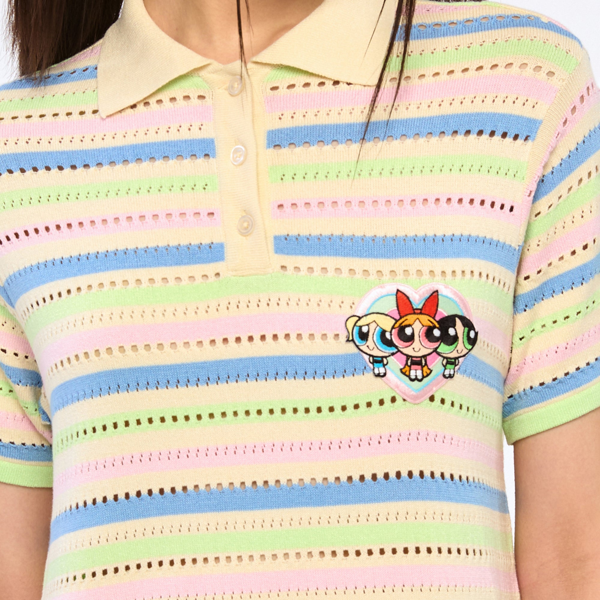 เดรสโปโลสั้นปักลาย Powerpuff Girl Multi Color