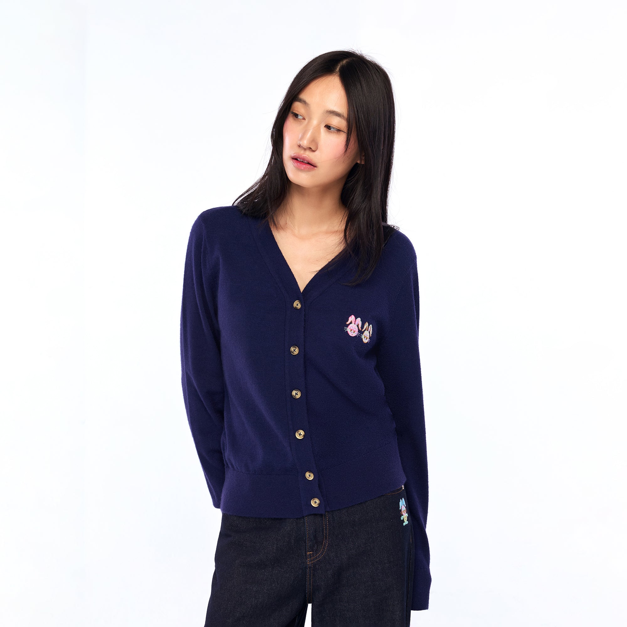 Duo Jerme Embroidery Cardigan Navy