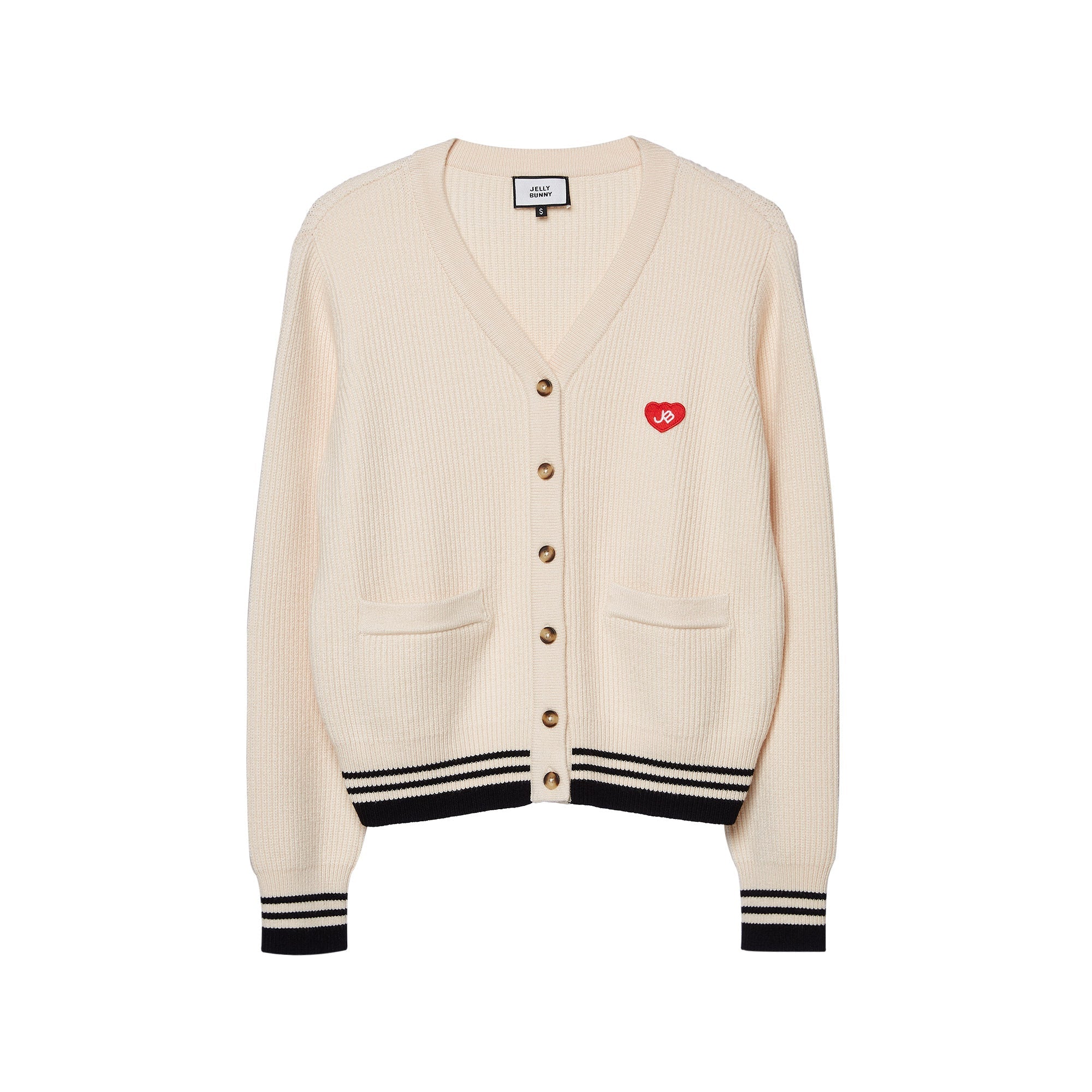 คาร์ดิแกนปักโลโก้หัวใจ Cream