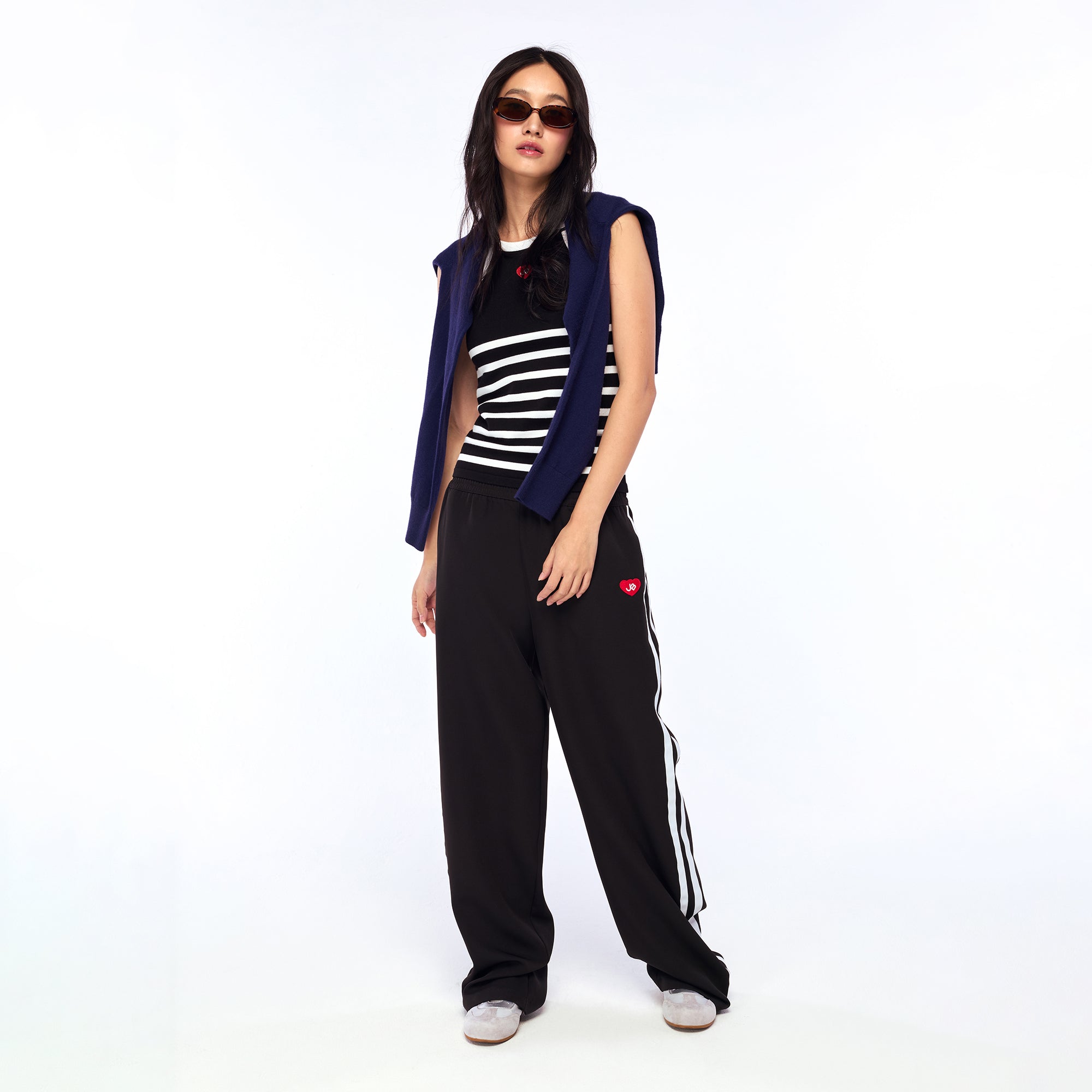 Stripe Logo Halter Top Black