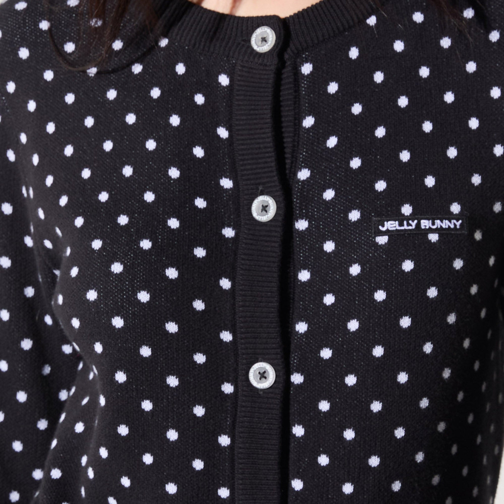 Polkadot Long Sleeve Cardigan Black