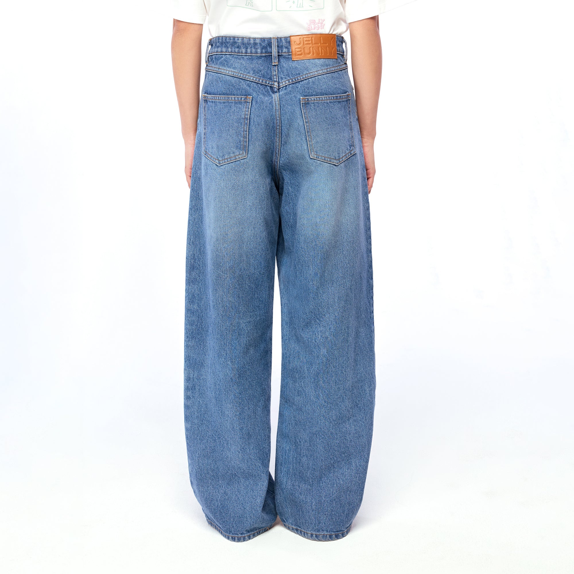 กางเกงเดนิมขายาวสีเฟดพิมพ์ลาย Jerme Blue