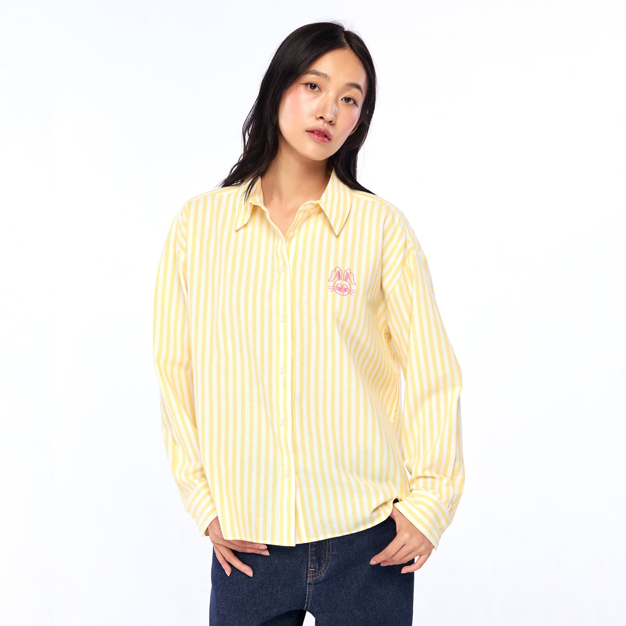 เสื้อเชิ้ตลายทางปักลาย Jerme Yellow