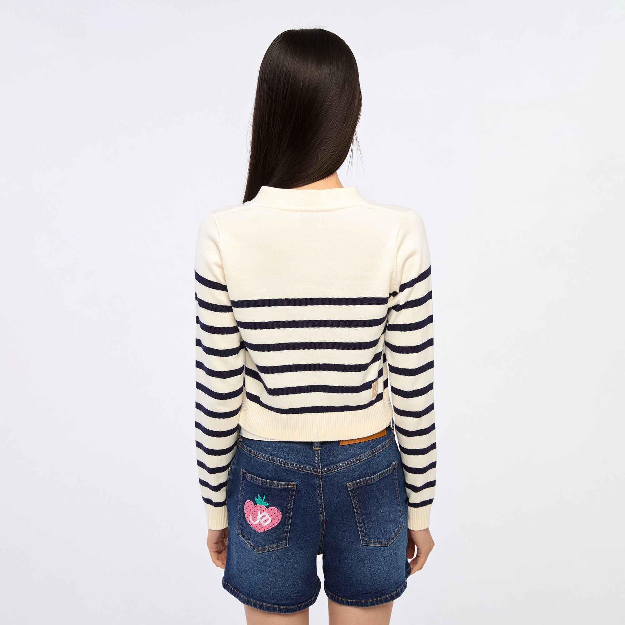 คาร์ดิแกนลายทางปักโลโก้ Navy