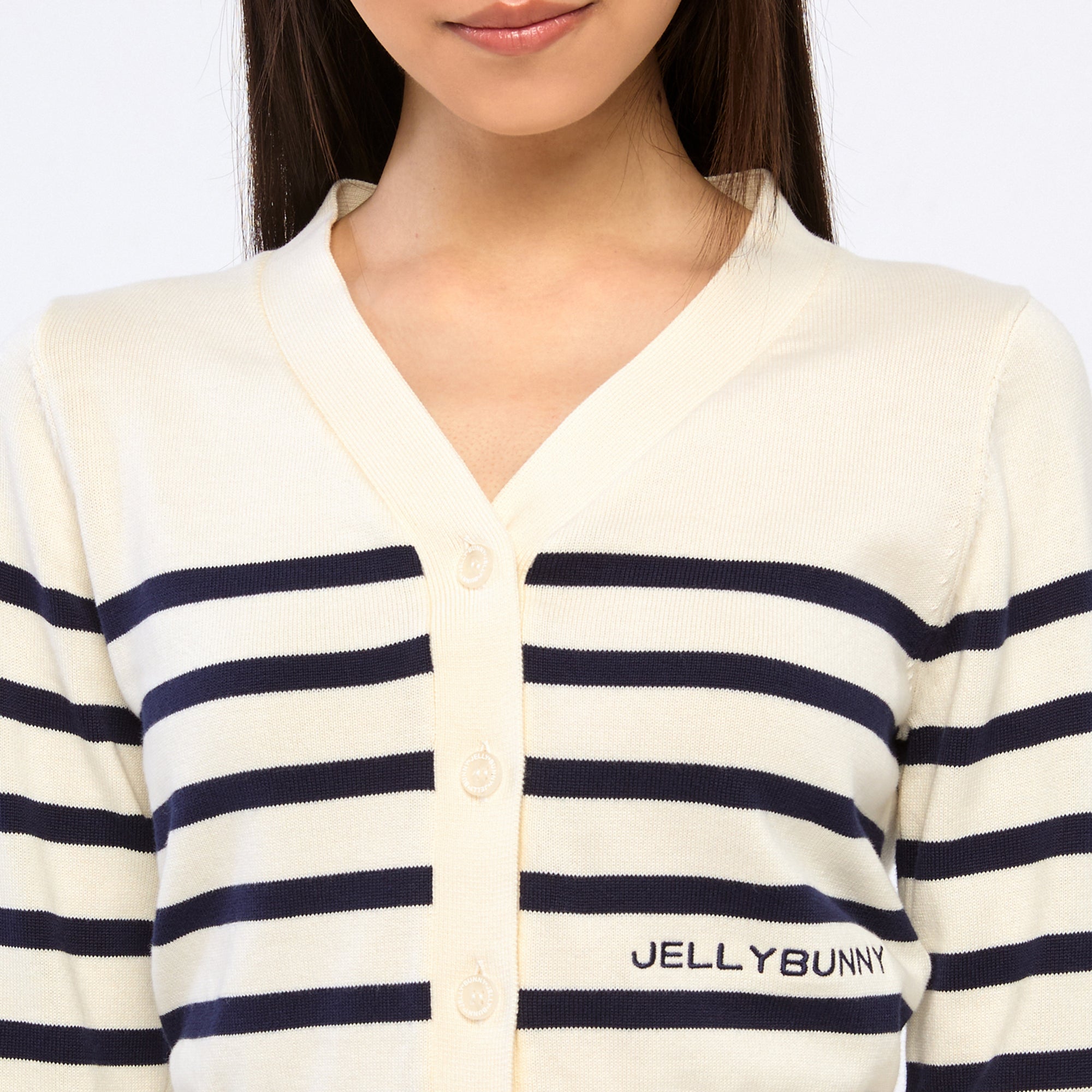 คาร์ดิแกนลายทางปักโลโก้ Navy