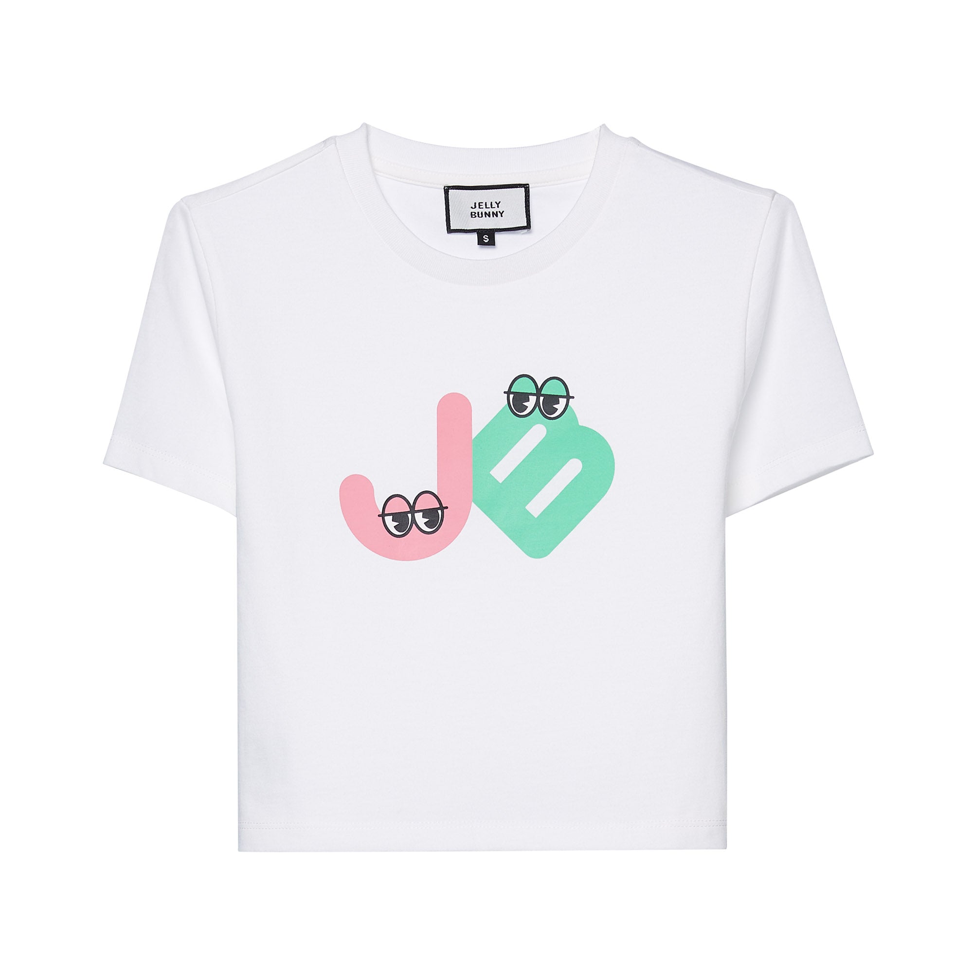 เสื้อยืดทรวงครอปแขนสั้นพิมพ์โลโก้ White