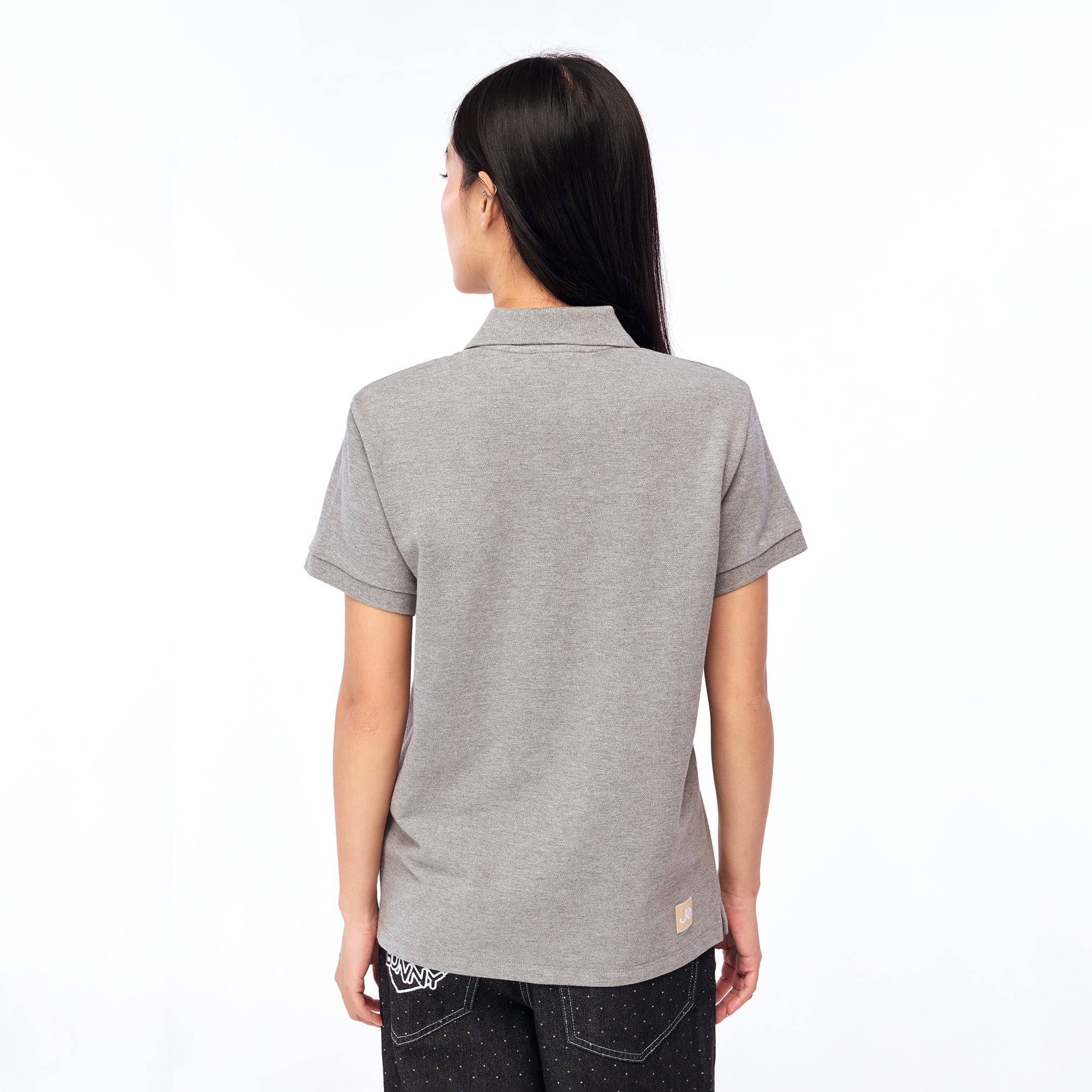 เสื้อโปโลแขนสั้นปักโลโก้ Grey