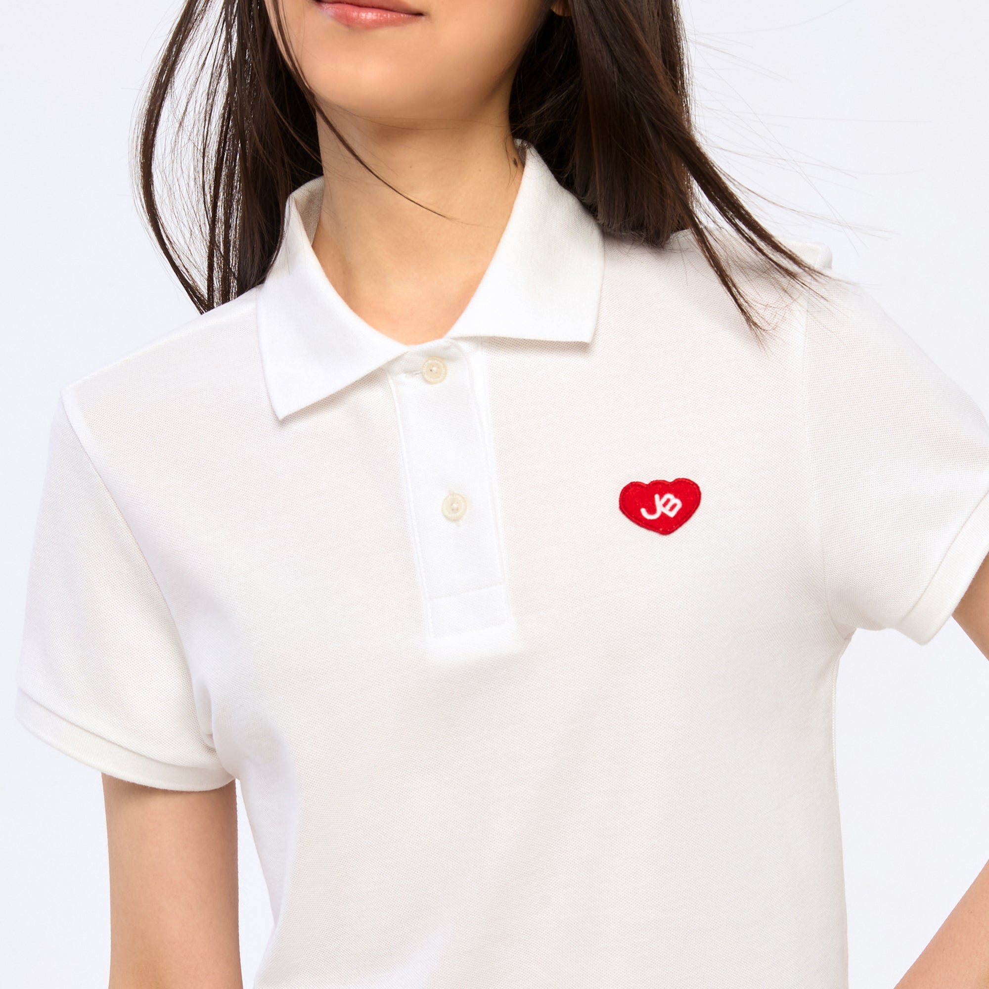 Heart Logo Embroidery Polo Top White