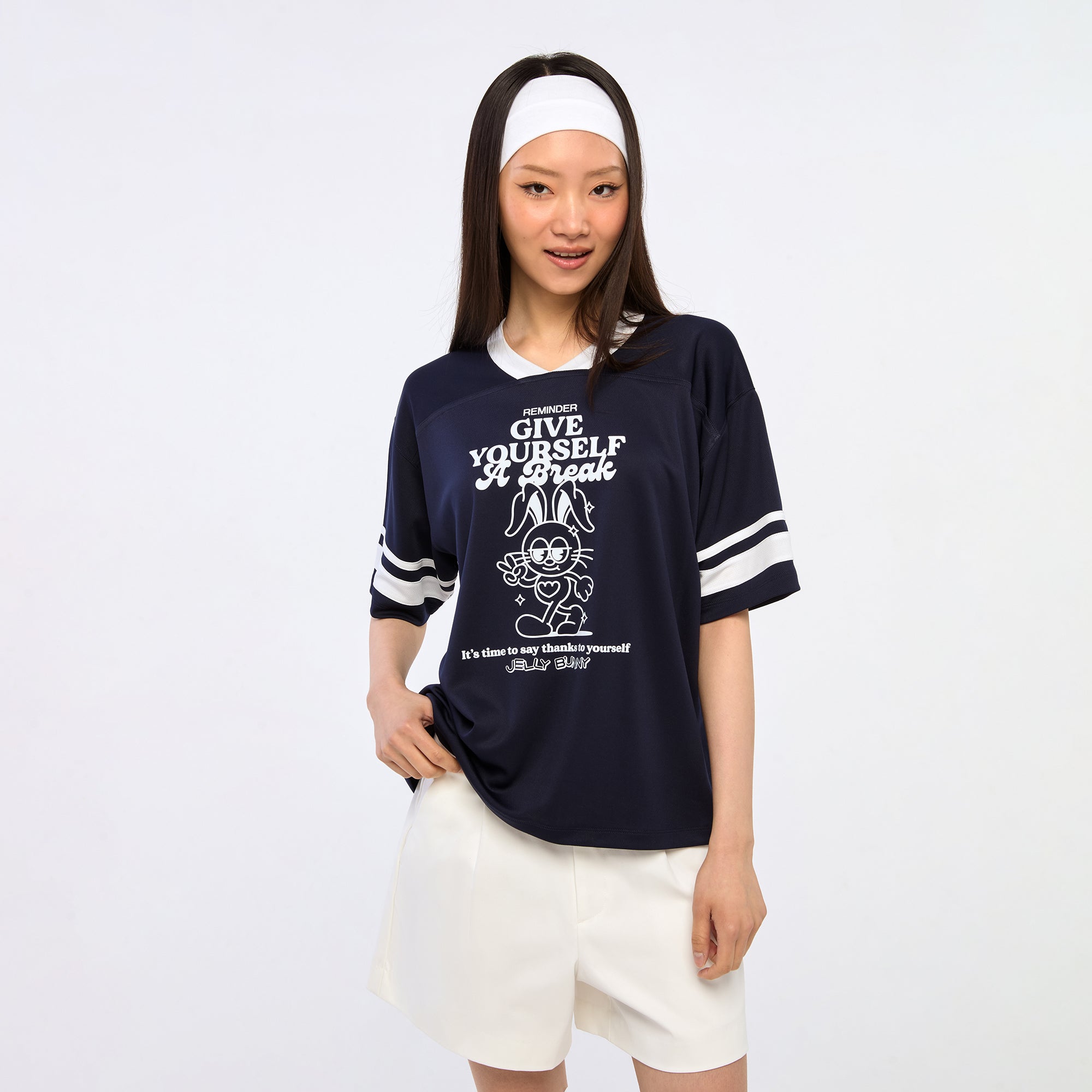 เสื้อฟุตบอลแขนสั้นพิมพ์ลาย Jerme Navy