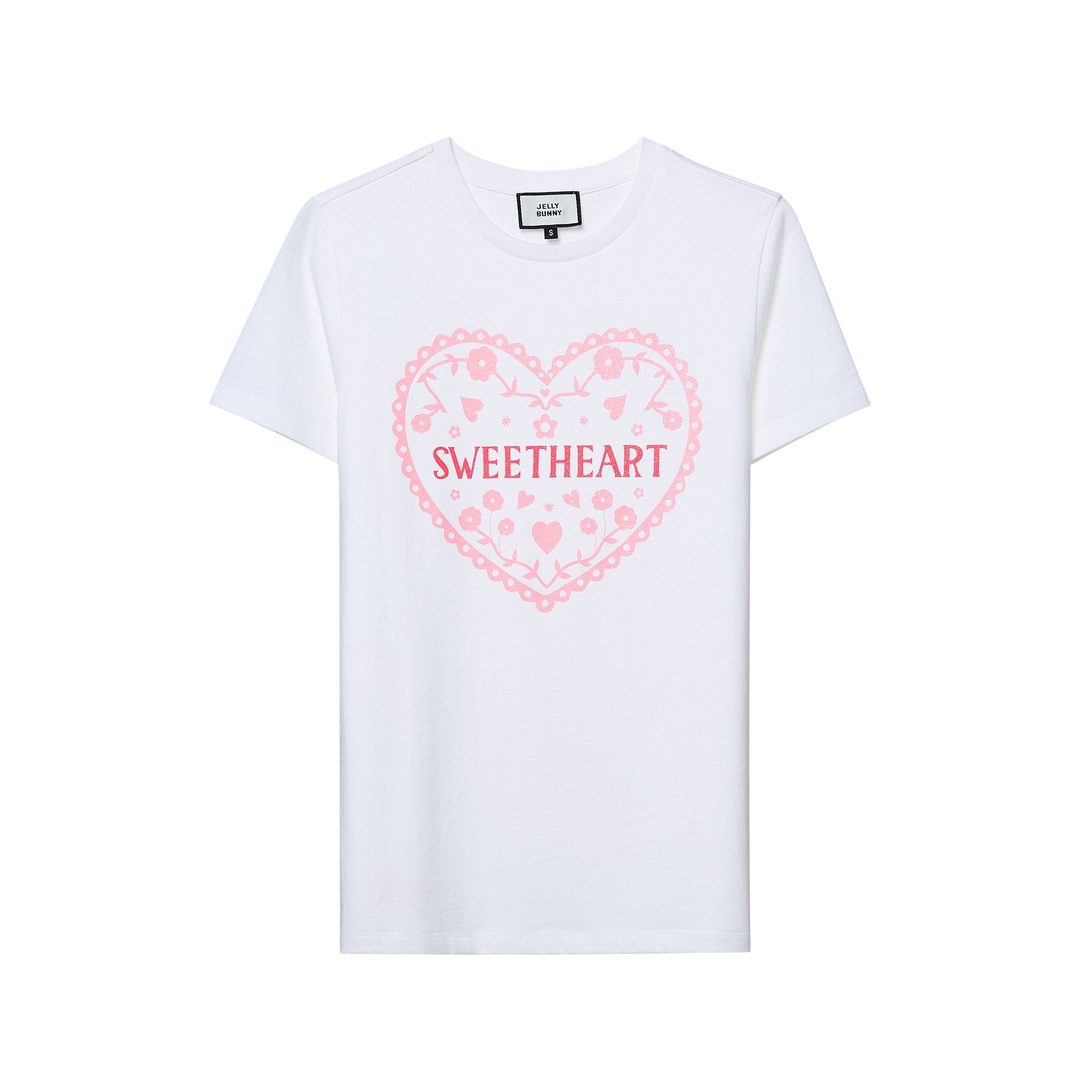 เสื้อยืดแขนสั้นพิมพ์ลาย Sweet Heart White