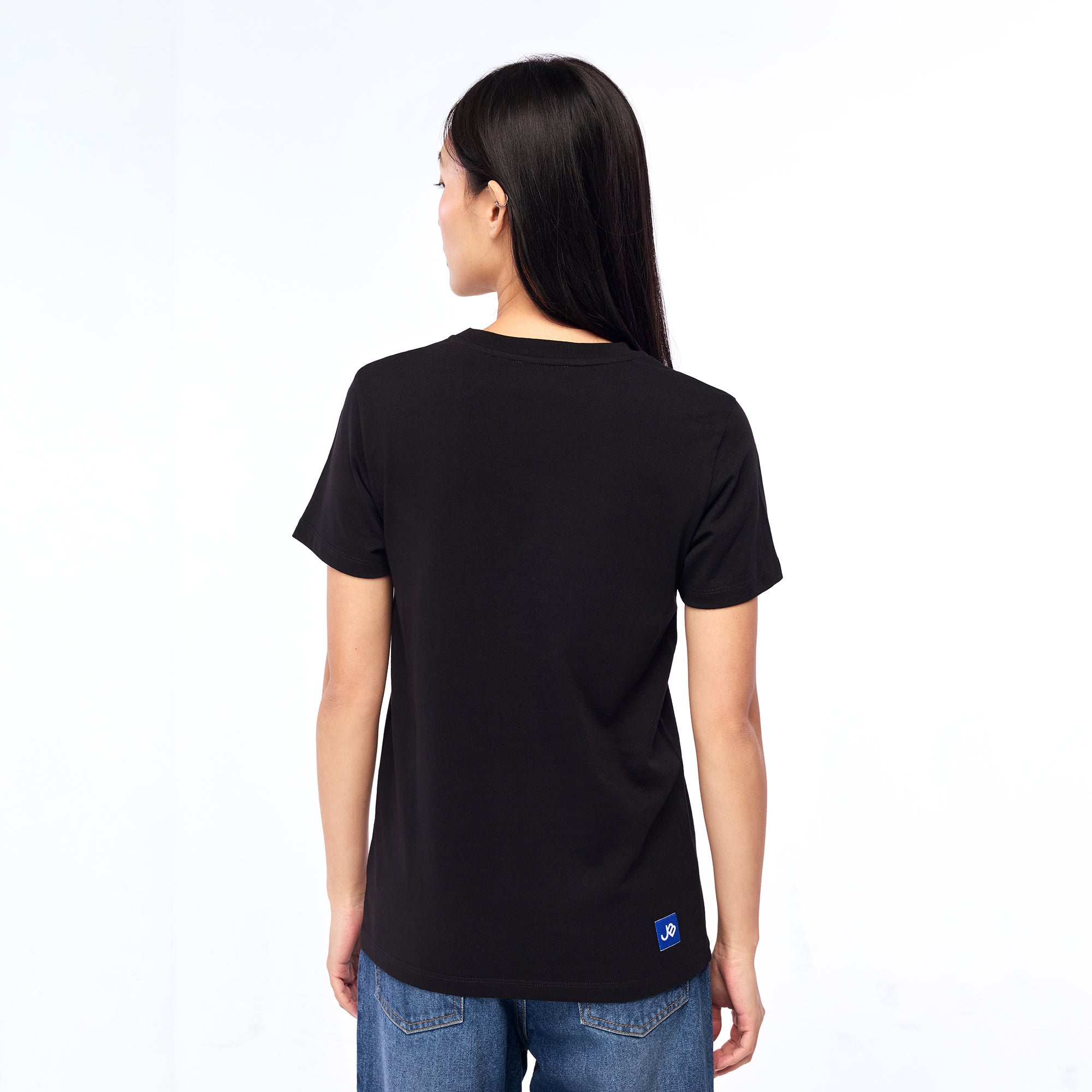 Heart Embroidered Short Sleeve T-Shirt Black