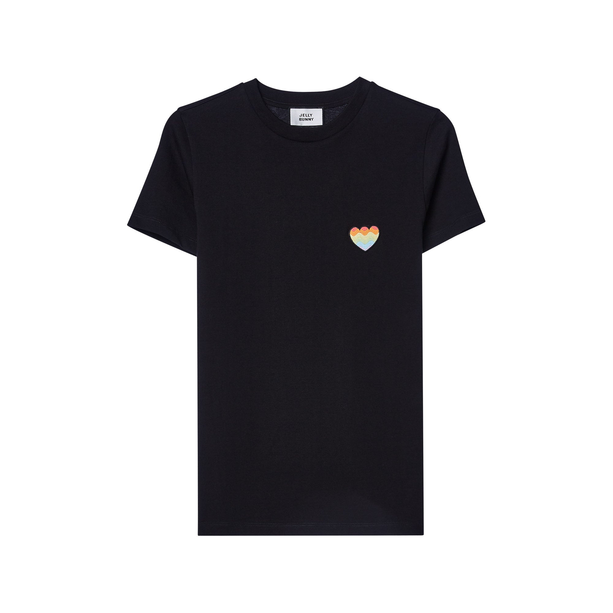 เสื้อยืดแขนสั้นปักลายหัวใจ Black