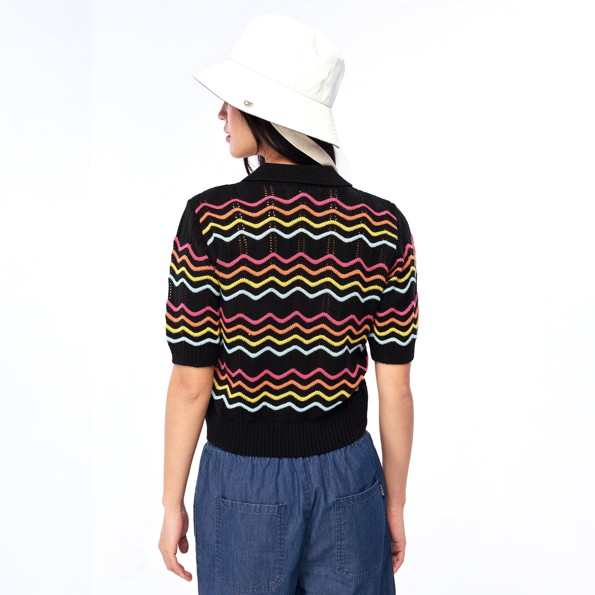Embroidered Short Sleeve Cardigan Multi Color