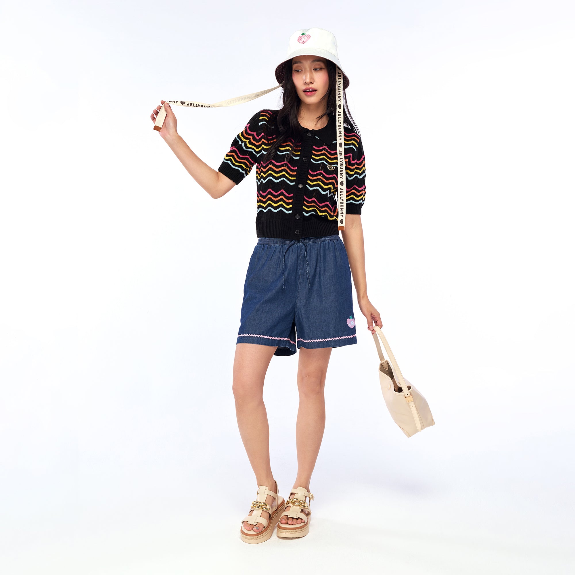 เสื้อคาร์ดิแกนแขนสั้นปักลาย Multi Color