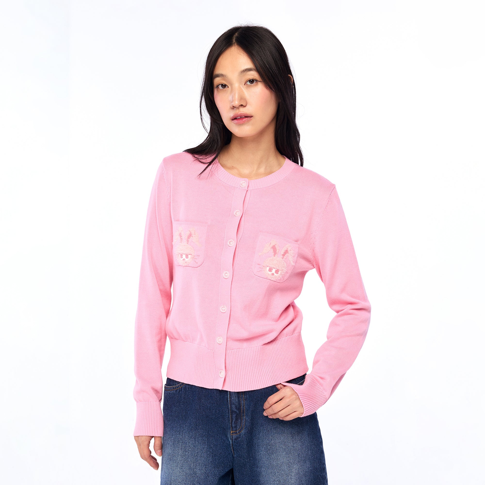 Jerme Chest Pocket Cardigan Pink