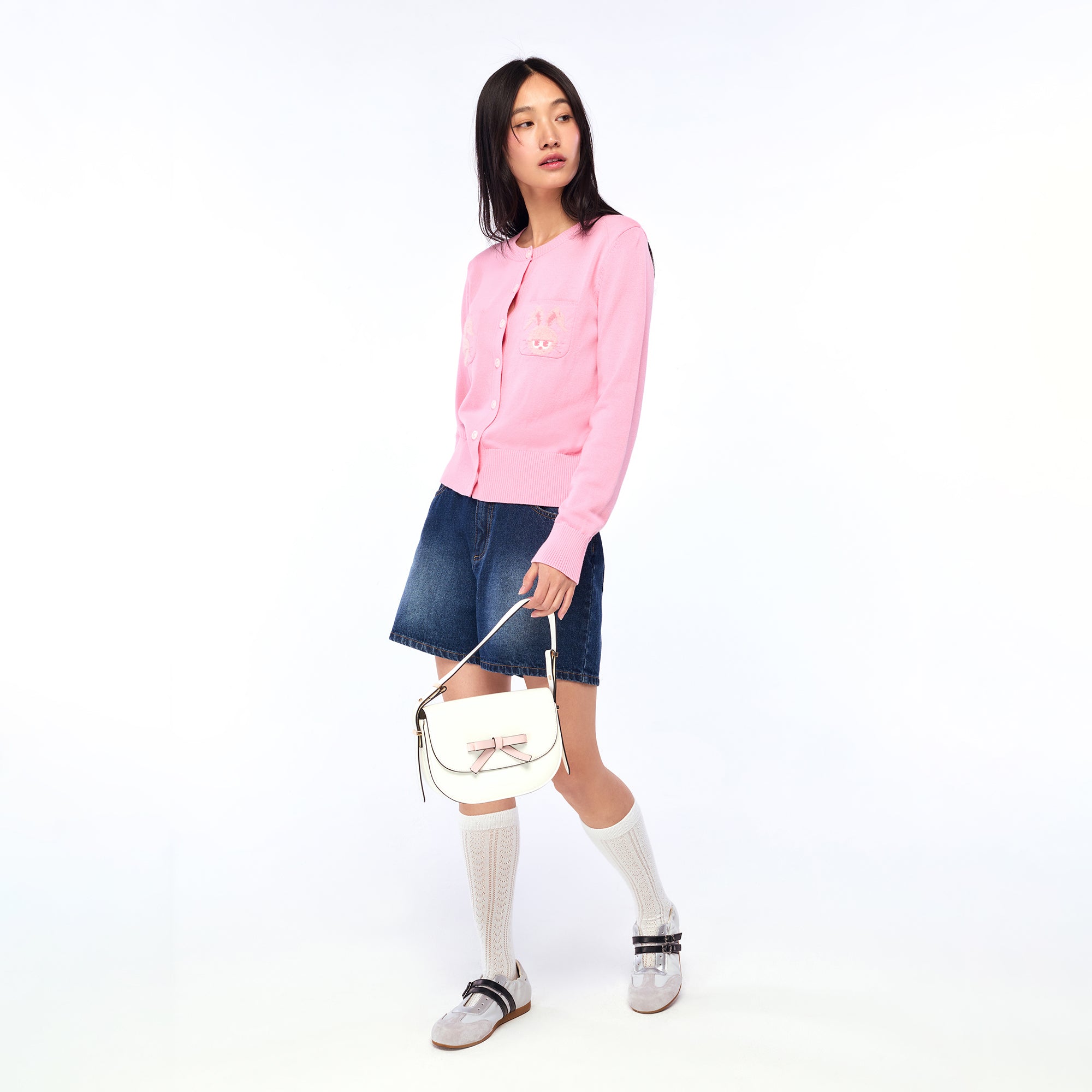 Jerme Chest Pocket Cardigan Pink
