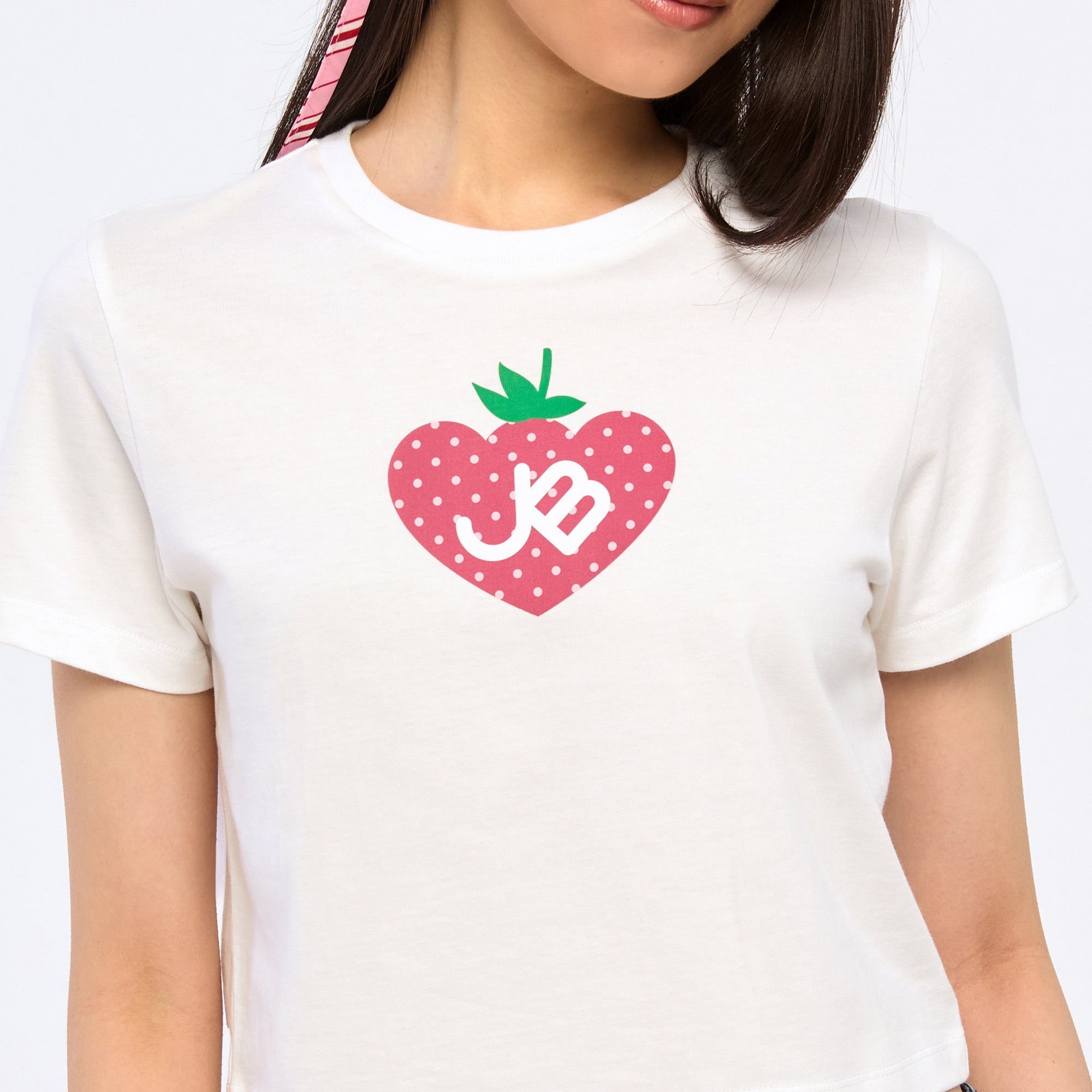 Strawberry Jb Crop T-Shirt White