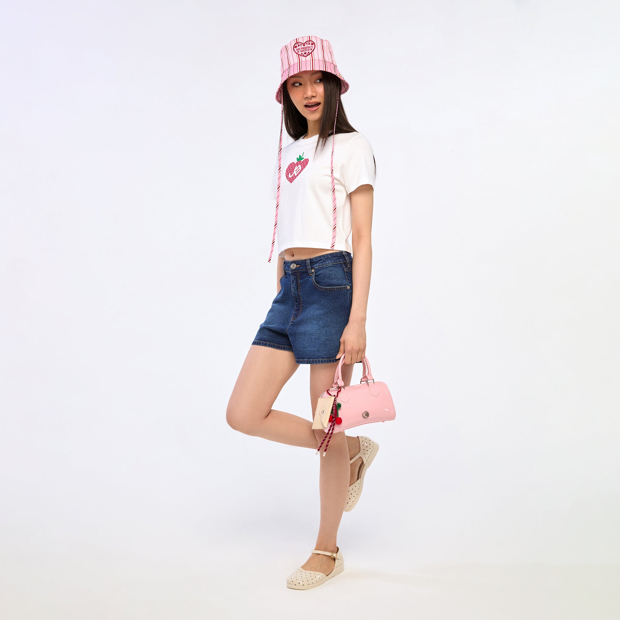 Strawberry Jb Crop T-Shirt White