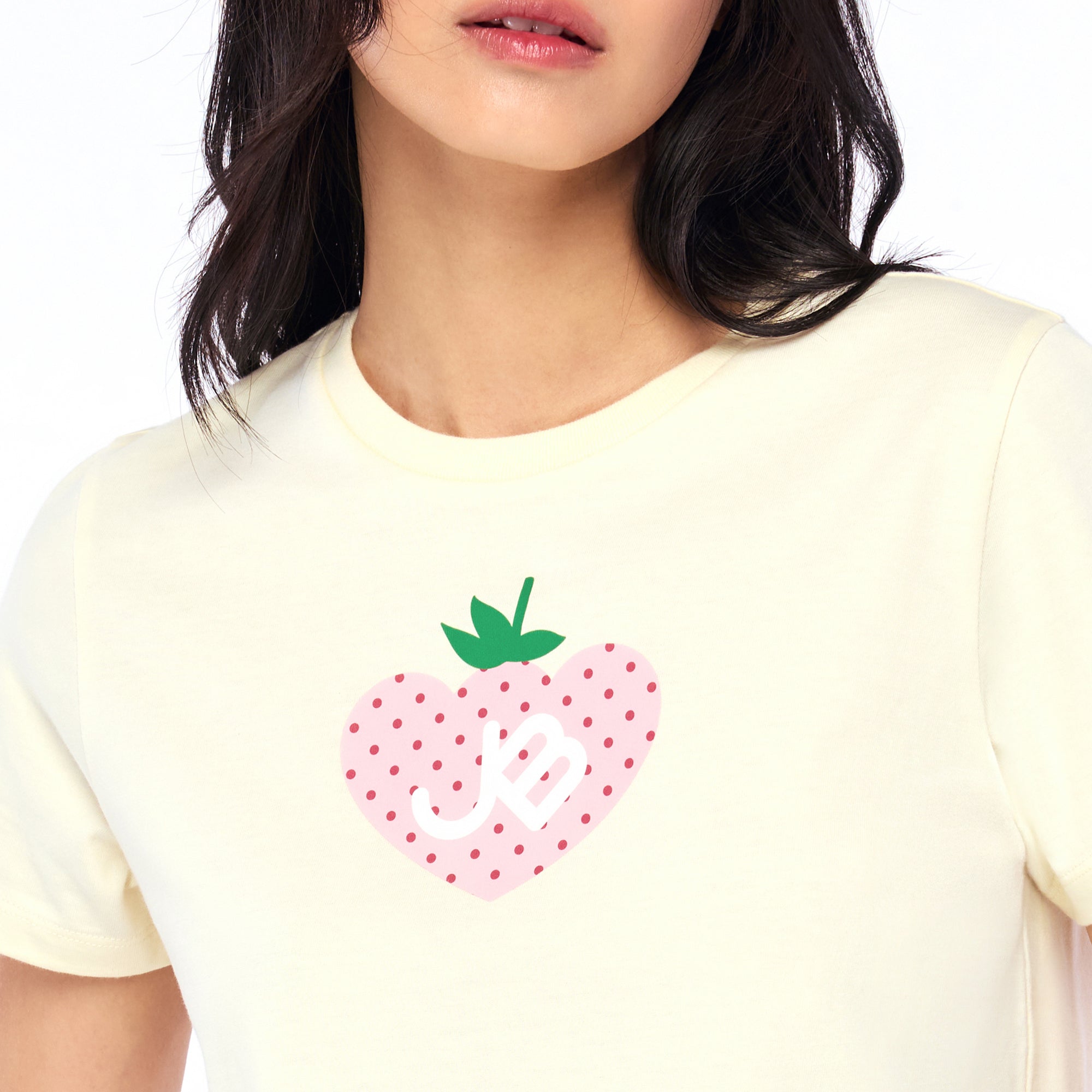 Strawberry Jb Crop T-Shirt Cream