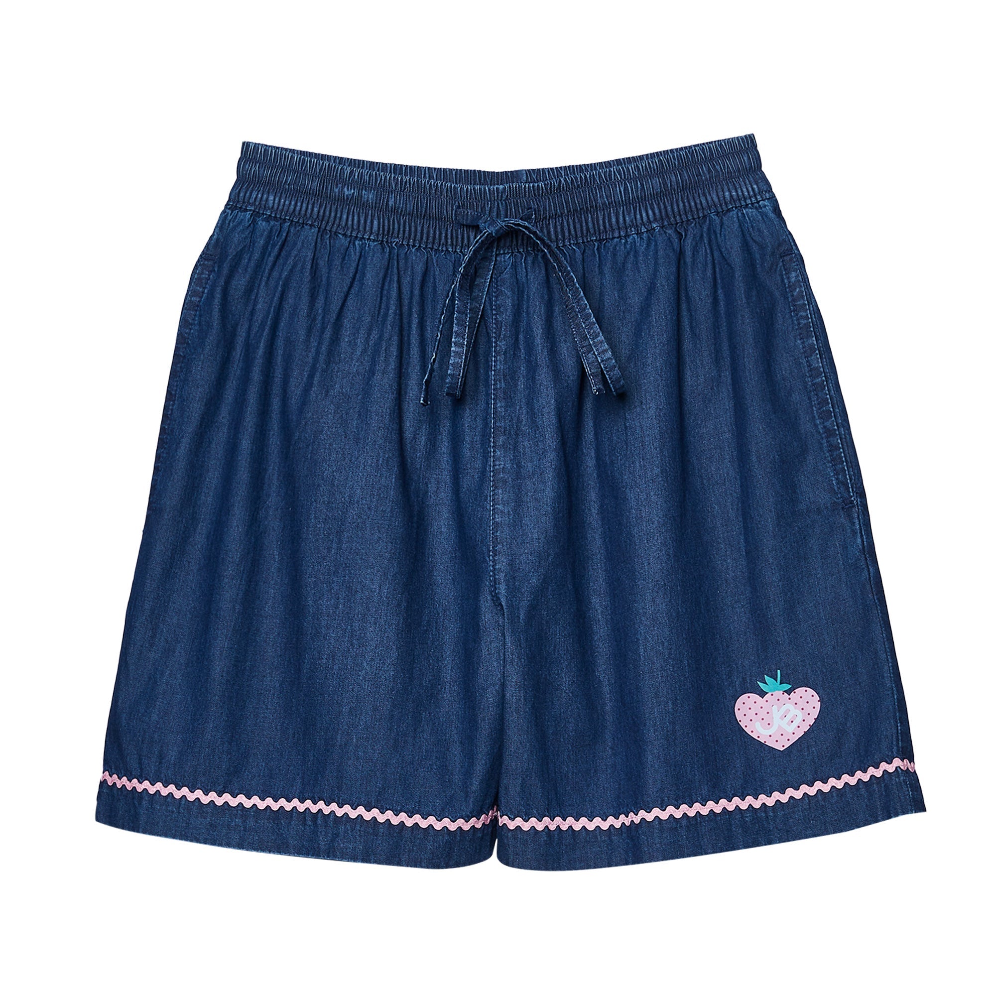 กางเกงเดนิมขาสั้นพิมพ์ลาย Blue