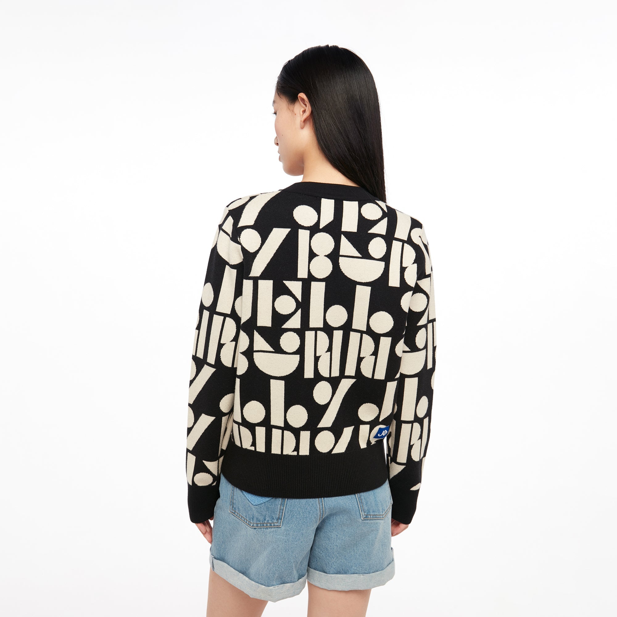 V Neck Logo Knitted Cardigan Black