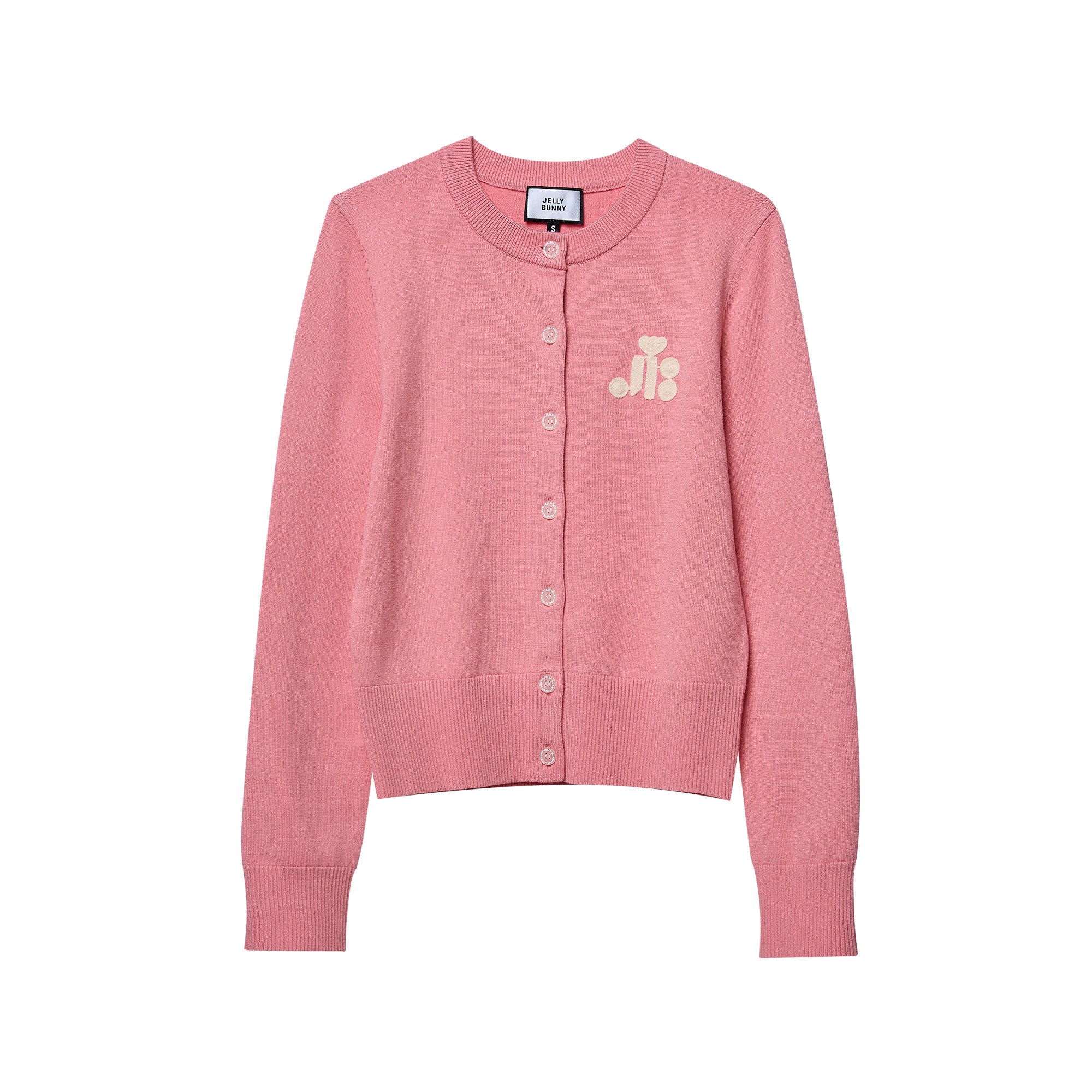 คาร์ดิแกนผ้านิตปักโลโก้ Pink