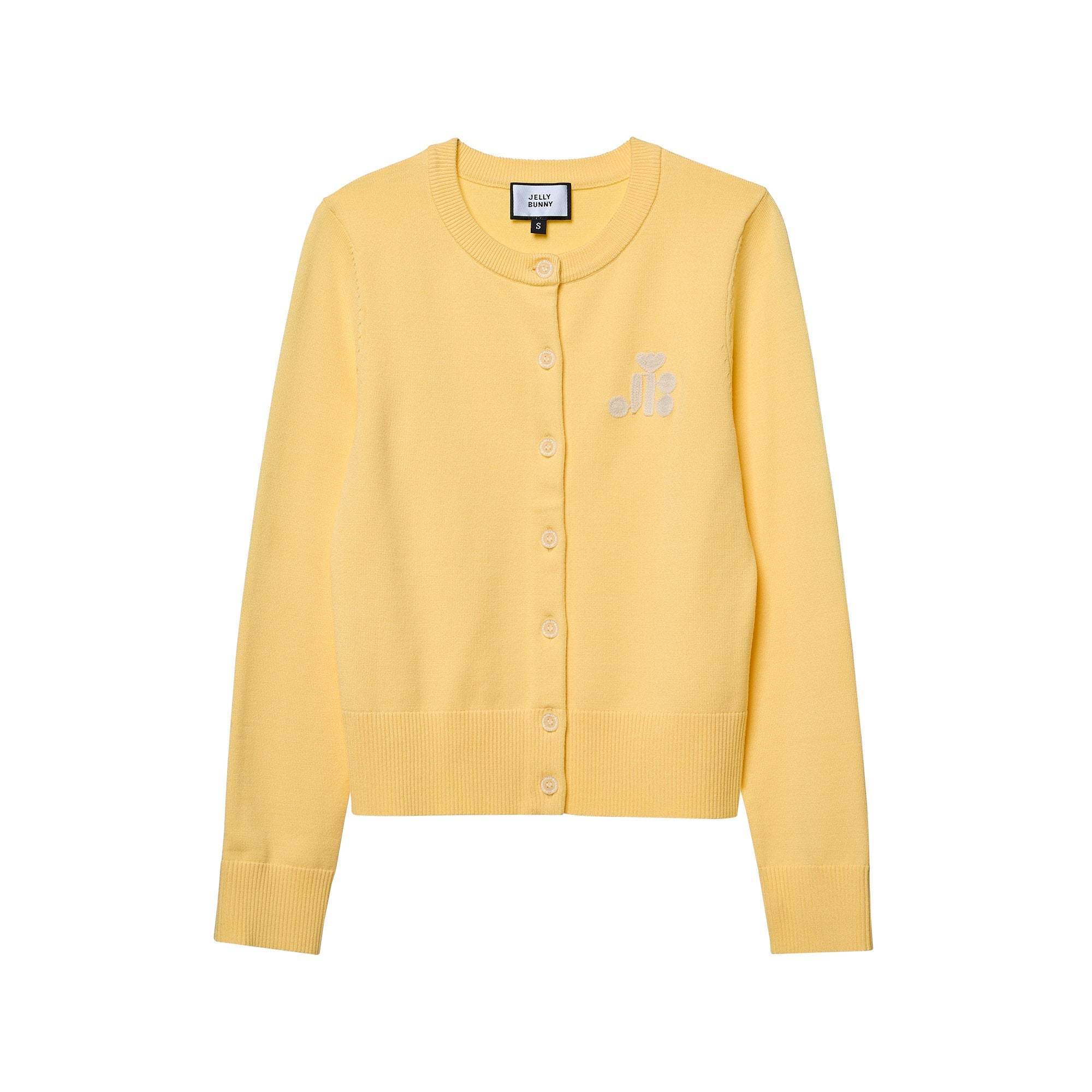 Crewneck Logo Knitted Cardigan Yellow