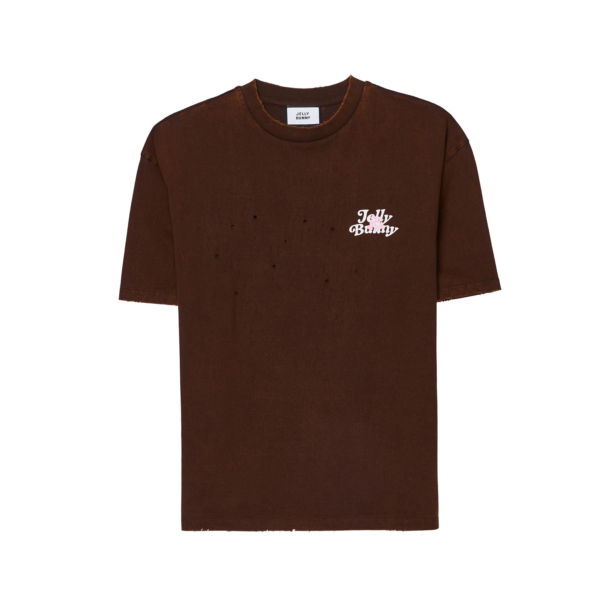 Distressed Embroidered T-Shirt Brown