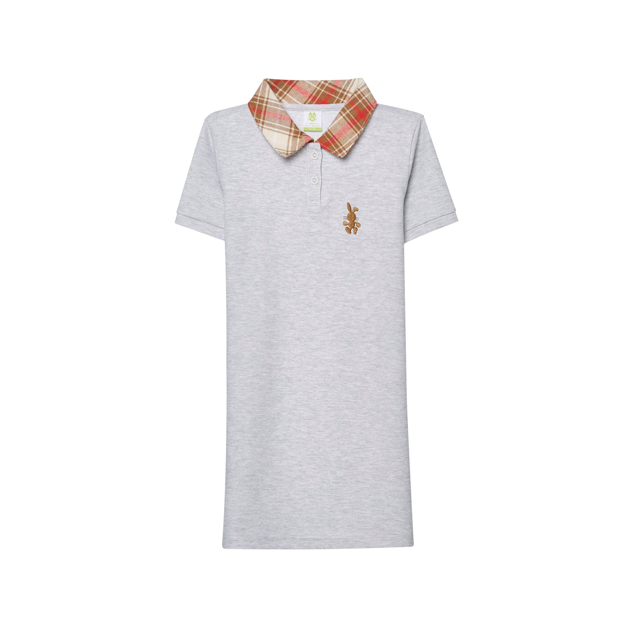Plaid Collar Polo Dress For Mini Girls Grey