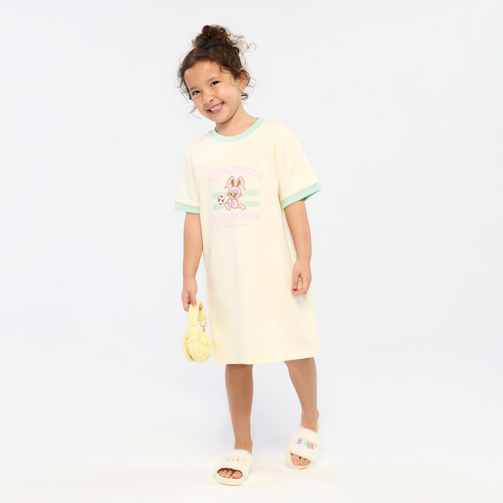 Worldwide Graphic Dress For Mini Girls Cream