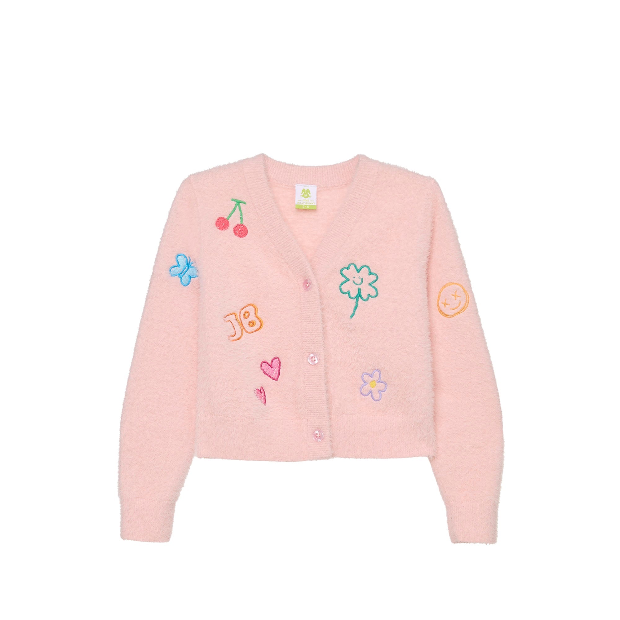 Textured Graphic Cardigan For Mini Girls Pink