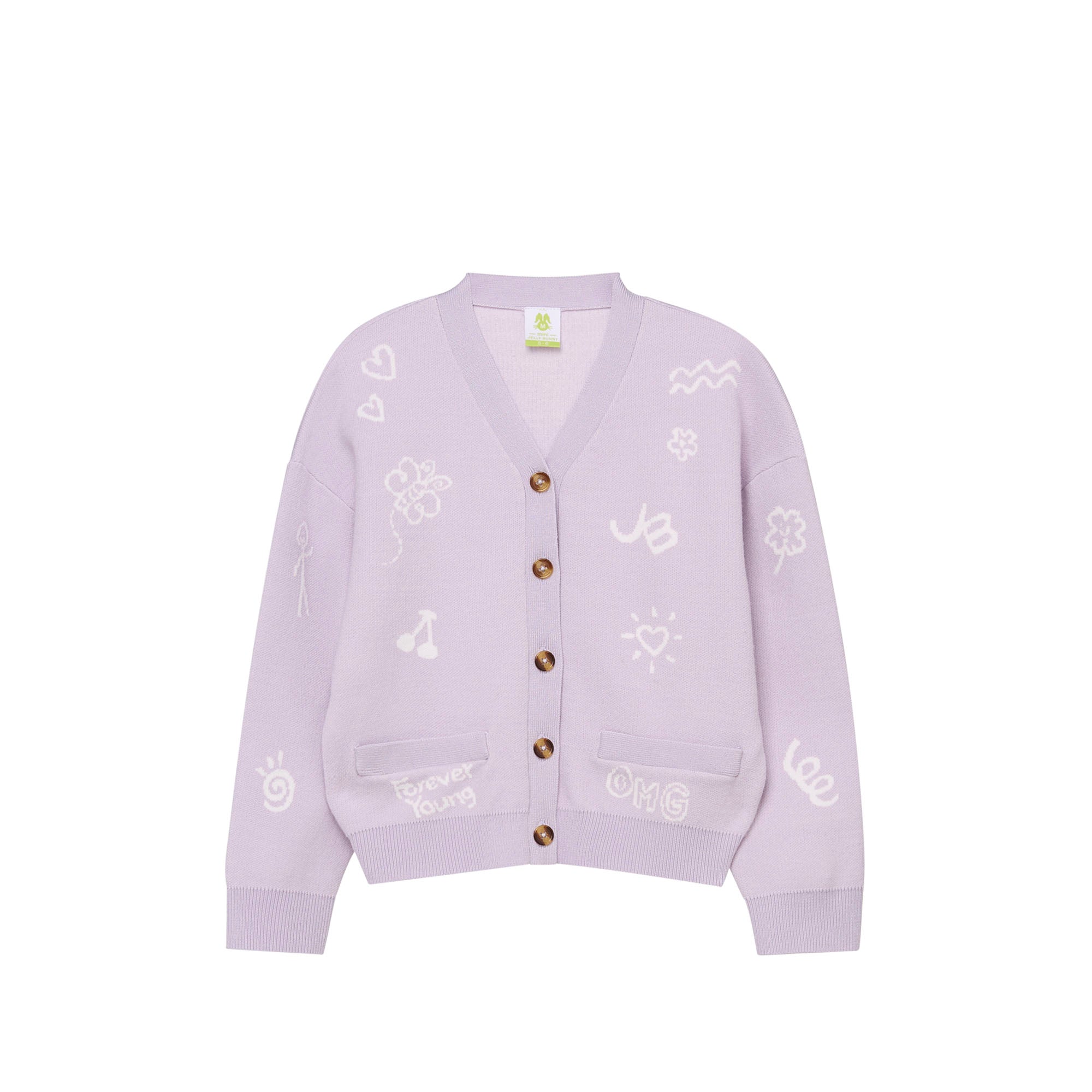 เสื้อคาร์ดิแกนลายกราฟิก สำหรับเด็กผู้หญิง Purple