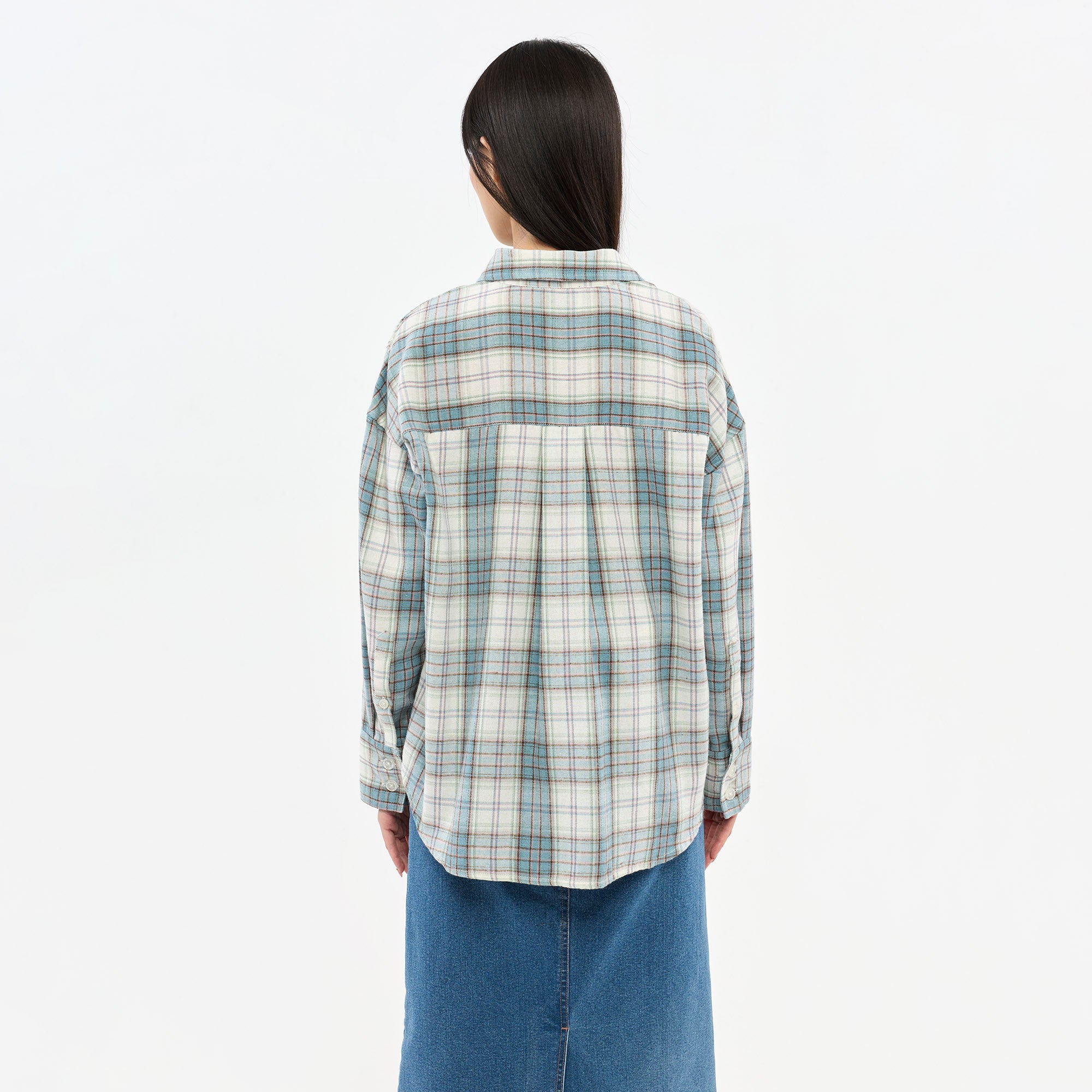 Plaid Embroidered Long Sleeve Shirt Check Multi