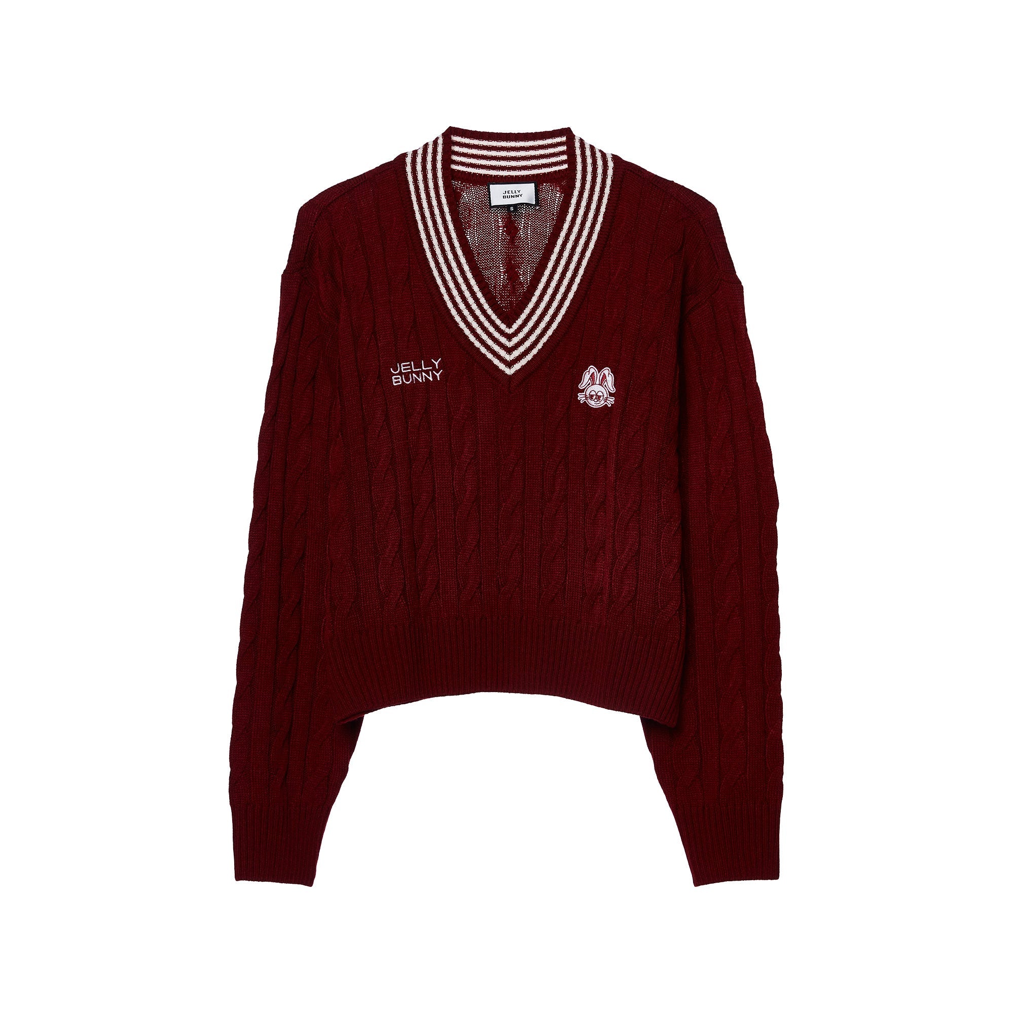 Logo Cable Knit Pullover Red