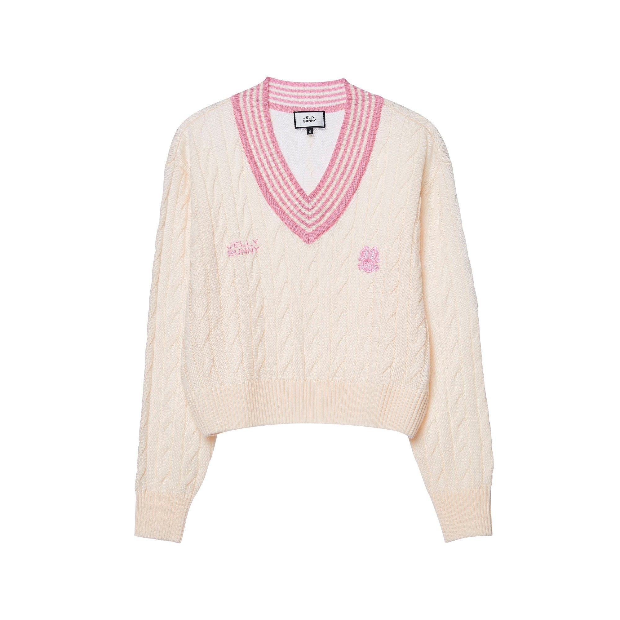 Logo Cable Knit Pullover Cream