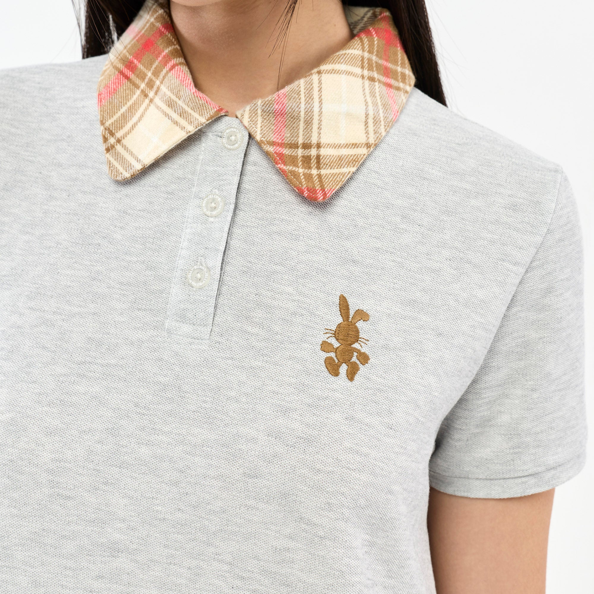 Plaid Collar Polo Dress Grey