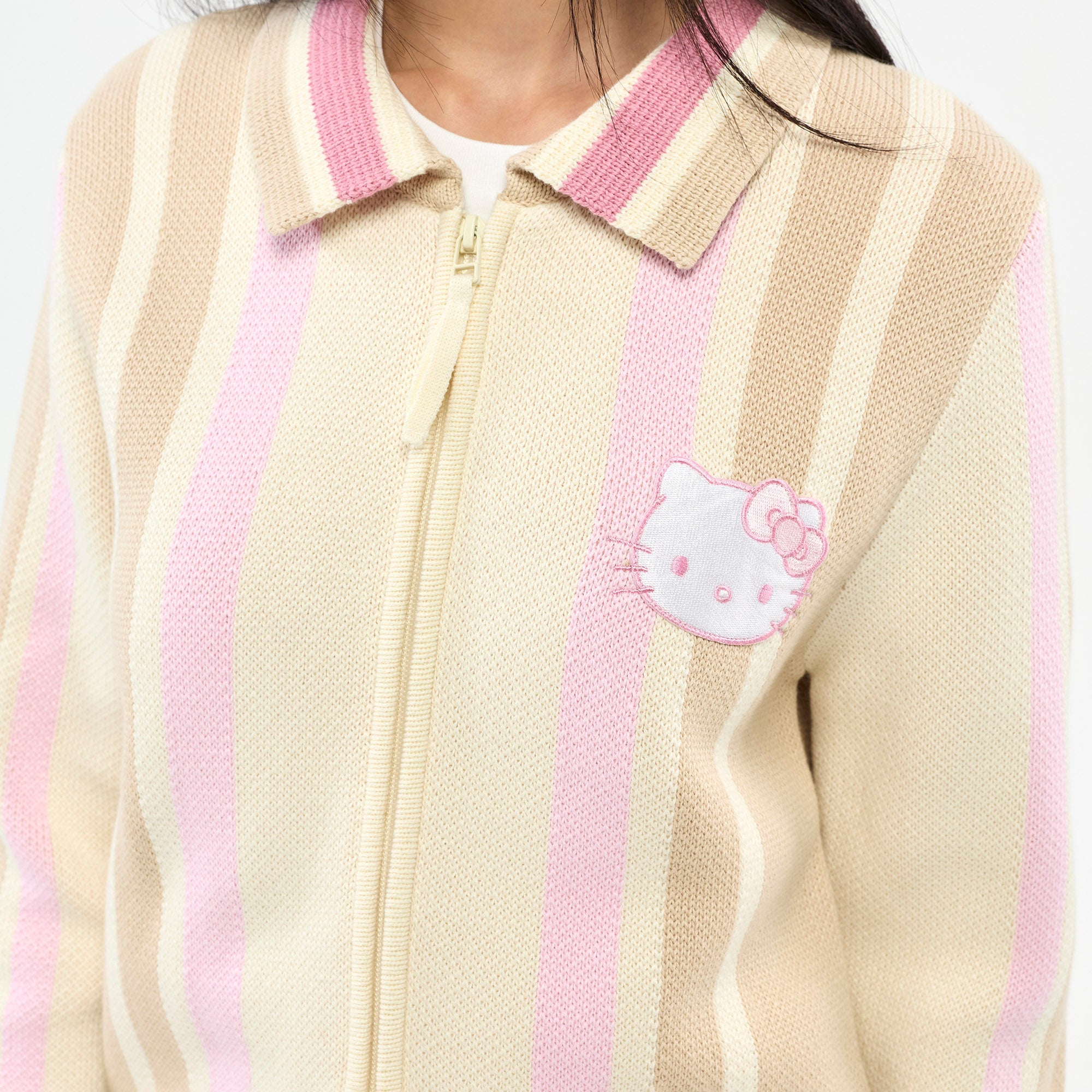 เสื้อแจ็กเก็ตผ้าถักลายทาง Hello Kitty Multi Color