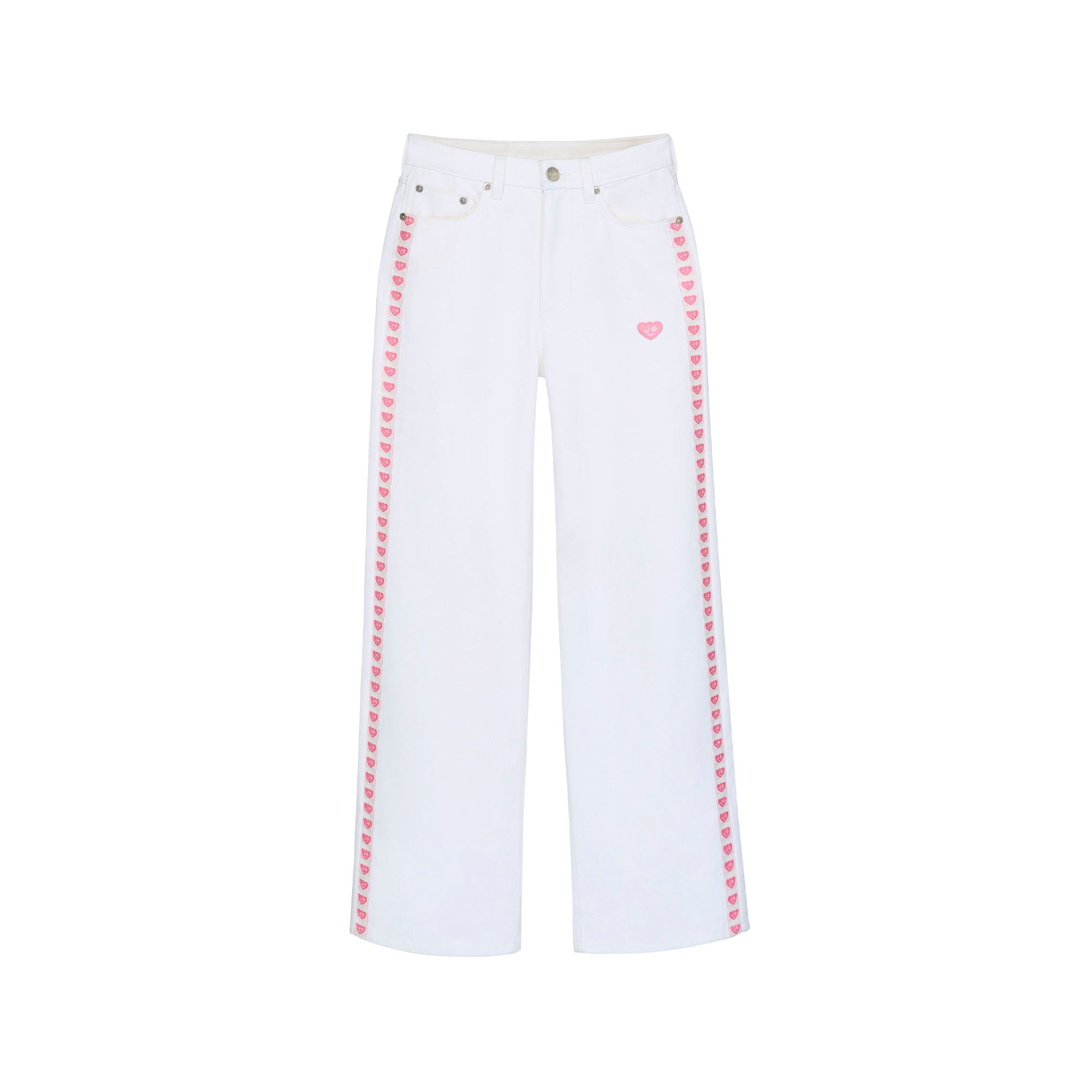 Logo Tape Wide Leg Jeans White