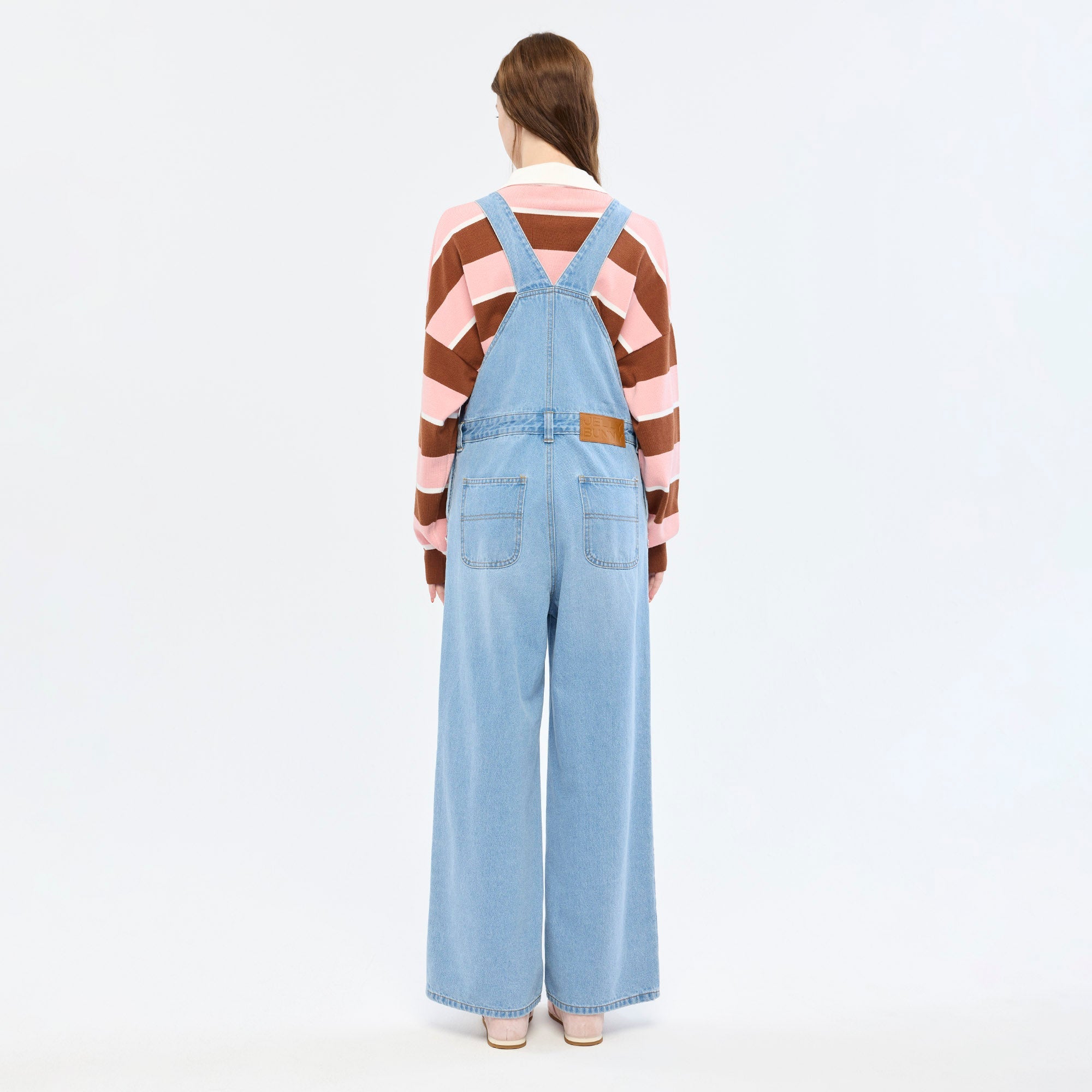 Logo Tape Denim Overalls Blue