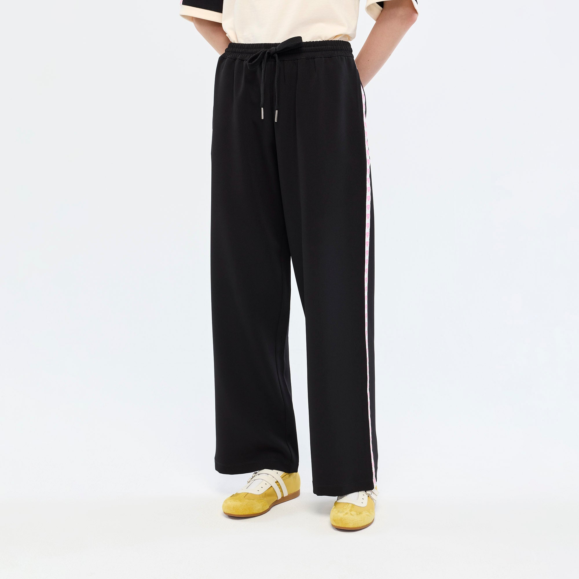 Drawstring Wide Leg Pants Black