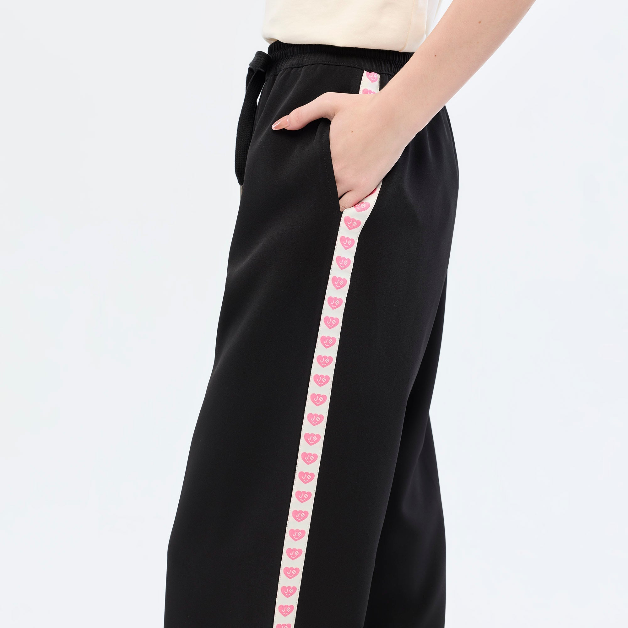 Drawstring Wide Leg Pants Black