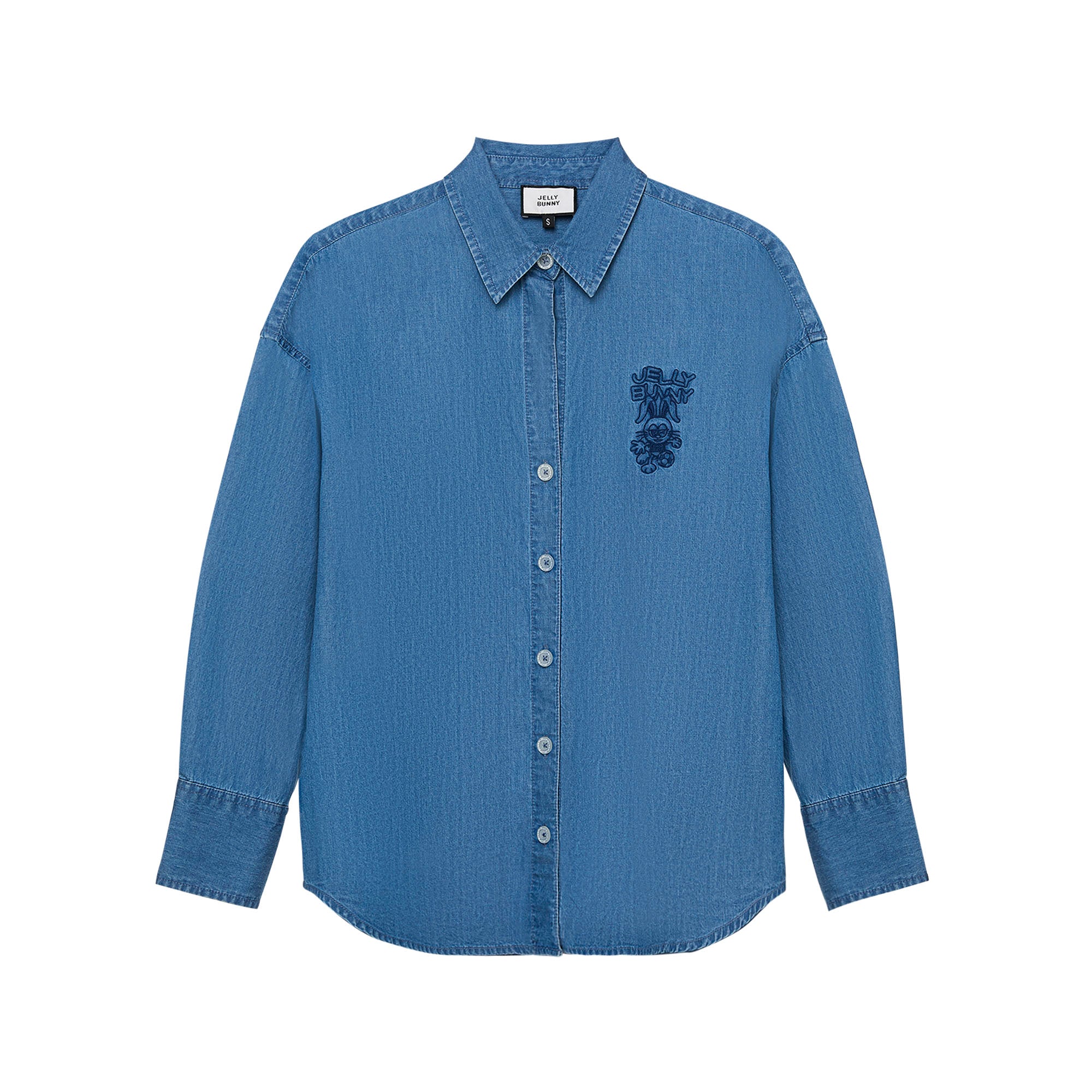 Jeremy Embroidered Denim Shirt Blue