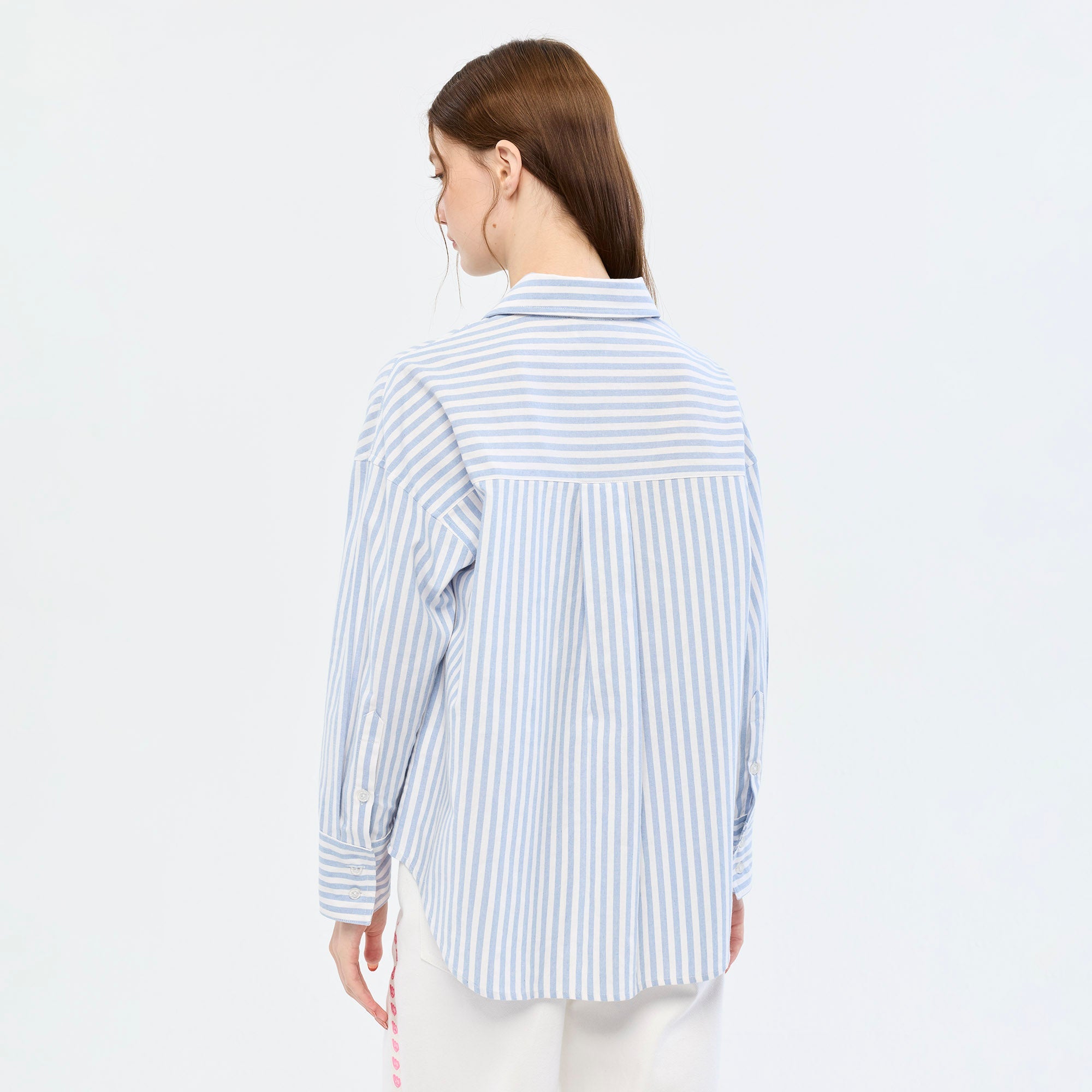 Jeremy Embroidered Denim Shirt Striped Blue