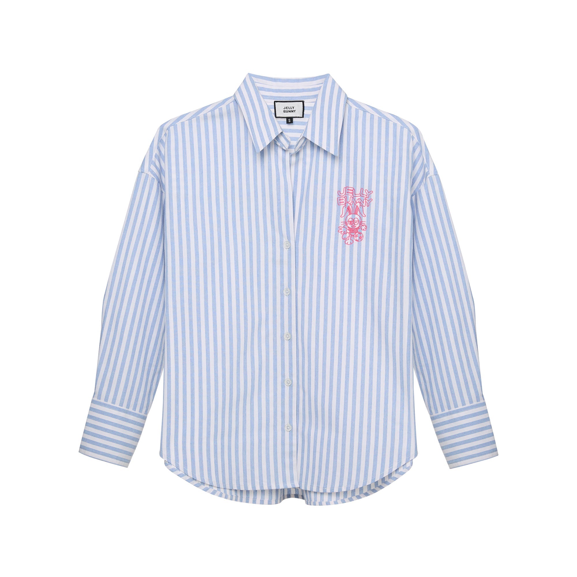 Jeremy Embroidered Denim Shirt Striped Blue