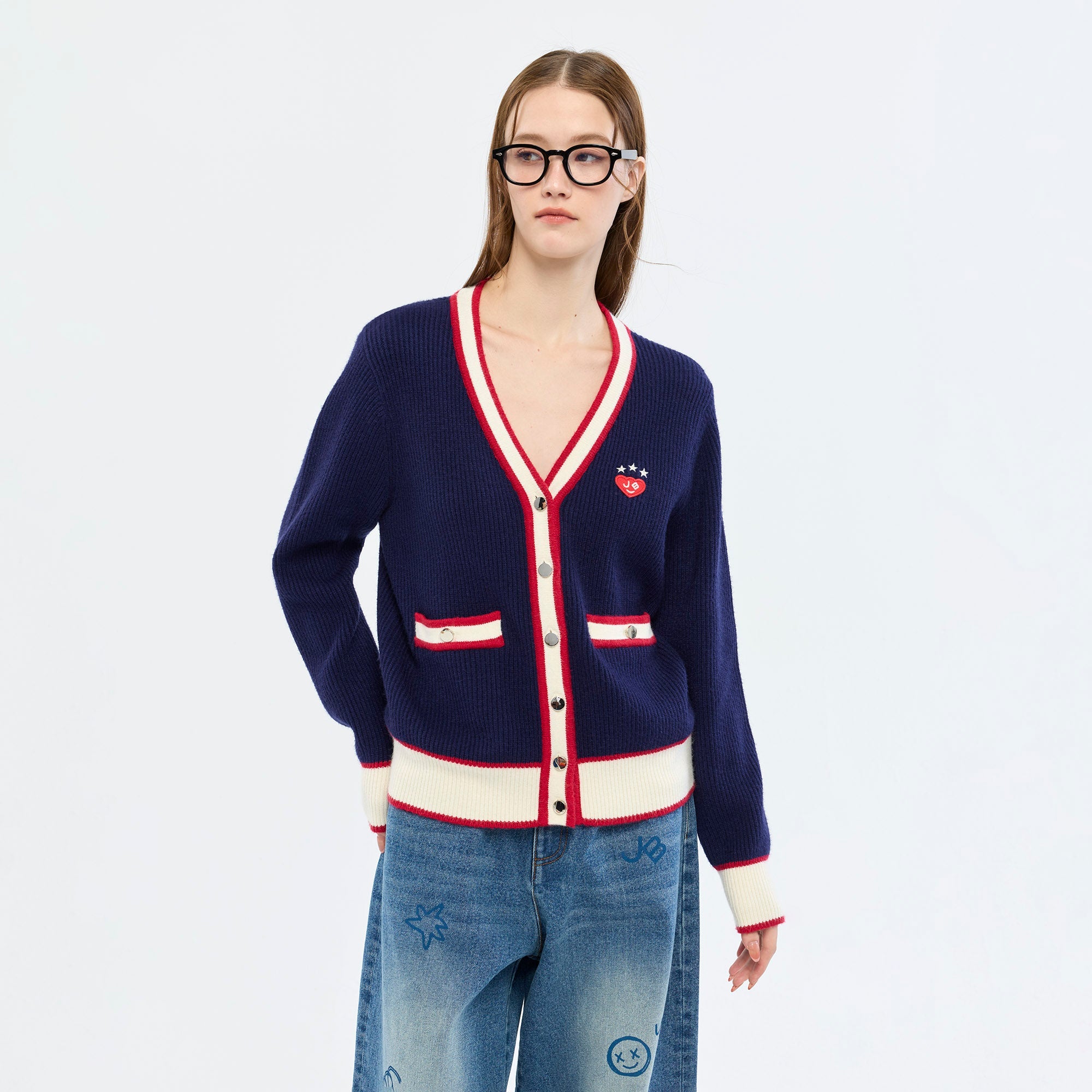 Jeremy Contrast Trim Cardigan
Navy