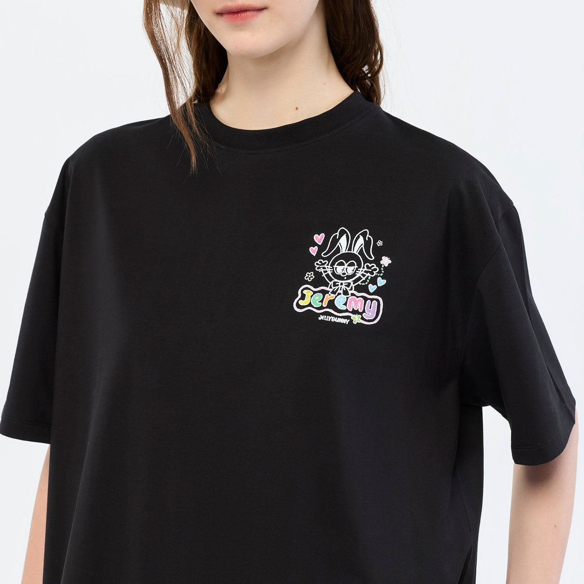 เสื้อยืดลาย Jeremy Bunny Doodle Graphic Black