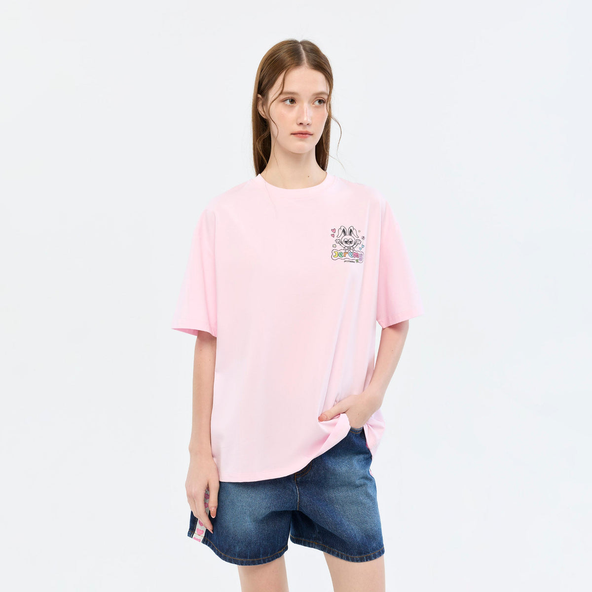 เสื้อยืดลาย Jeremy Bunny Doodle Graphic Pink