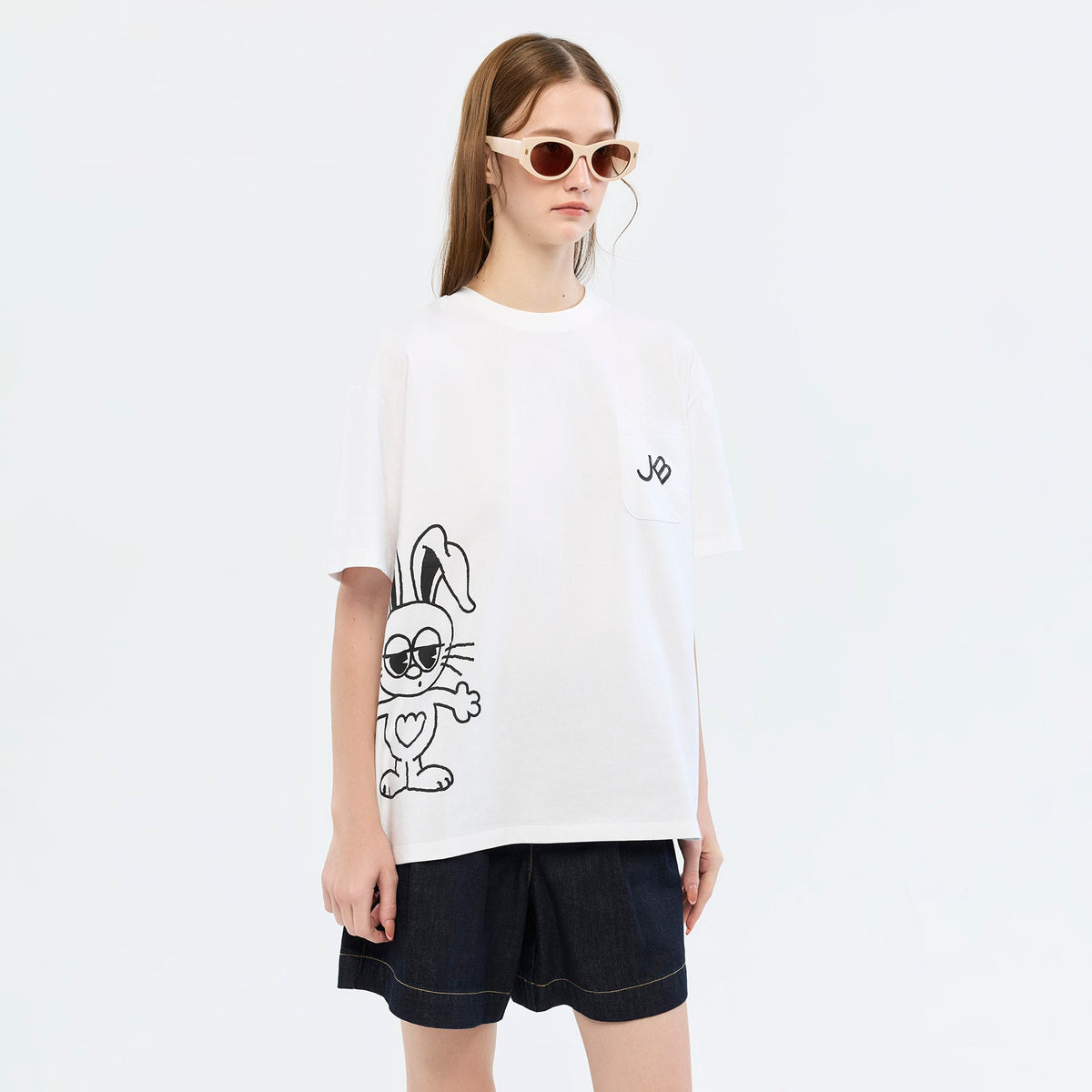 Jeremy Bunny Graphic Pocket T-Shirt White